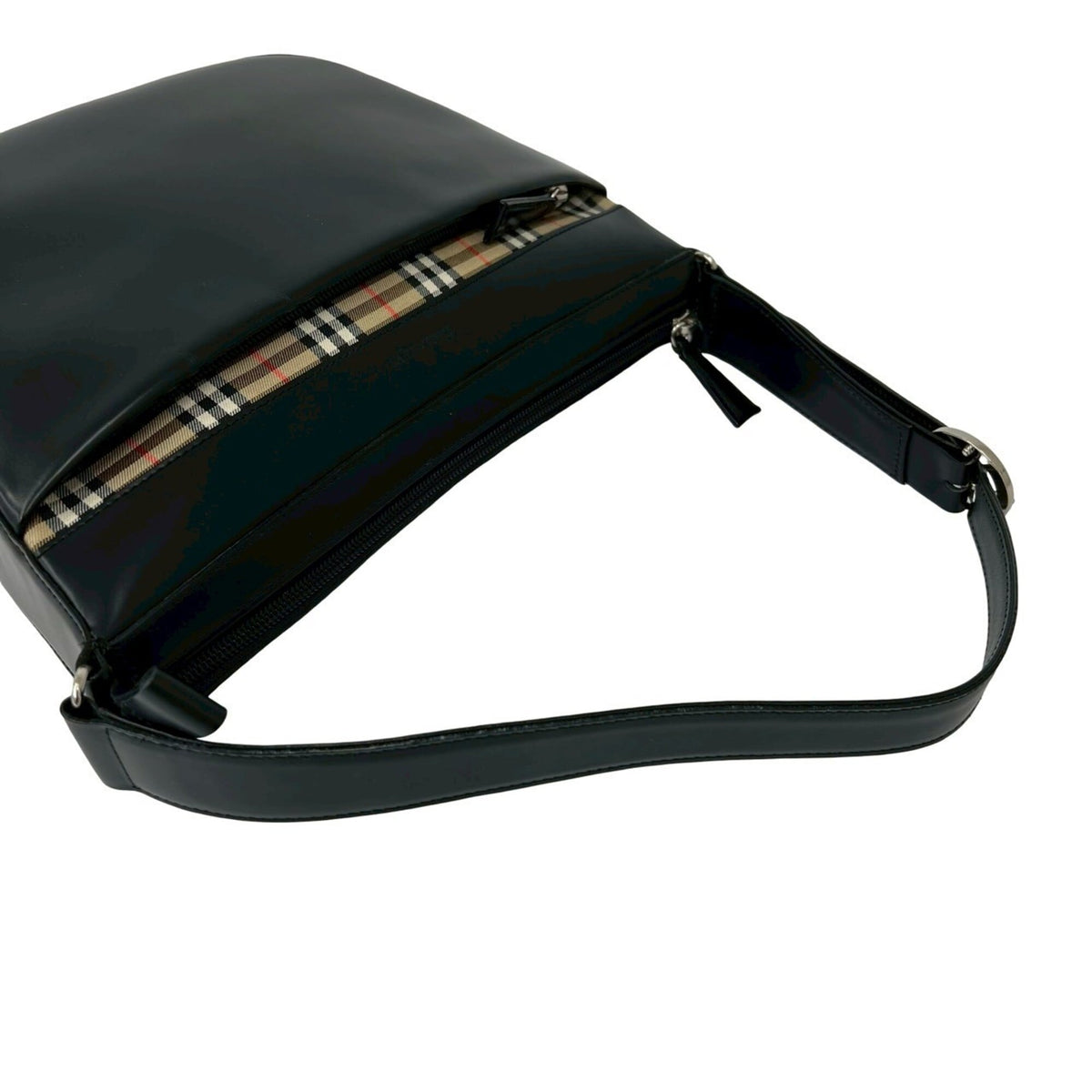 Burberry Beige Black Leather Shoulder Bag Tote Bag (Pre-Owned)