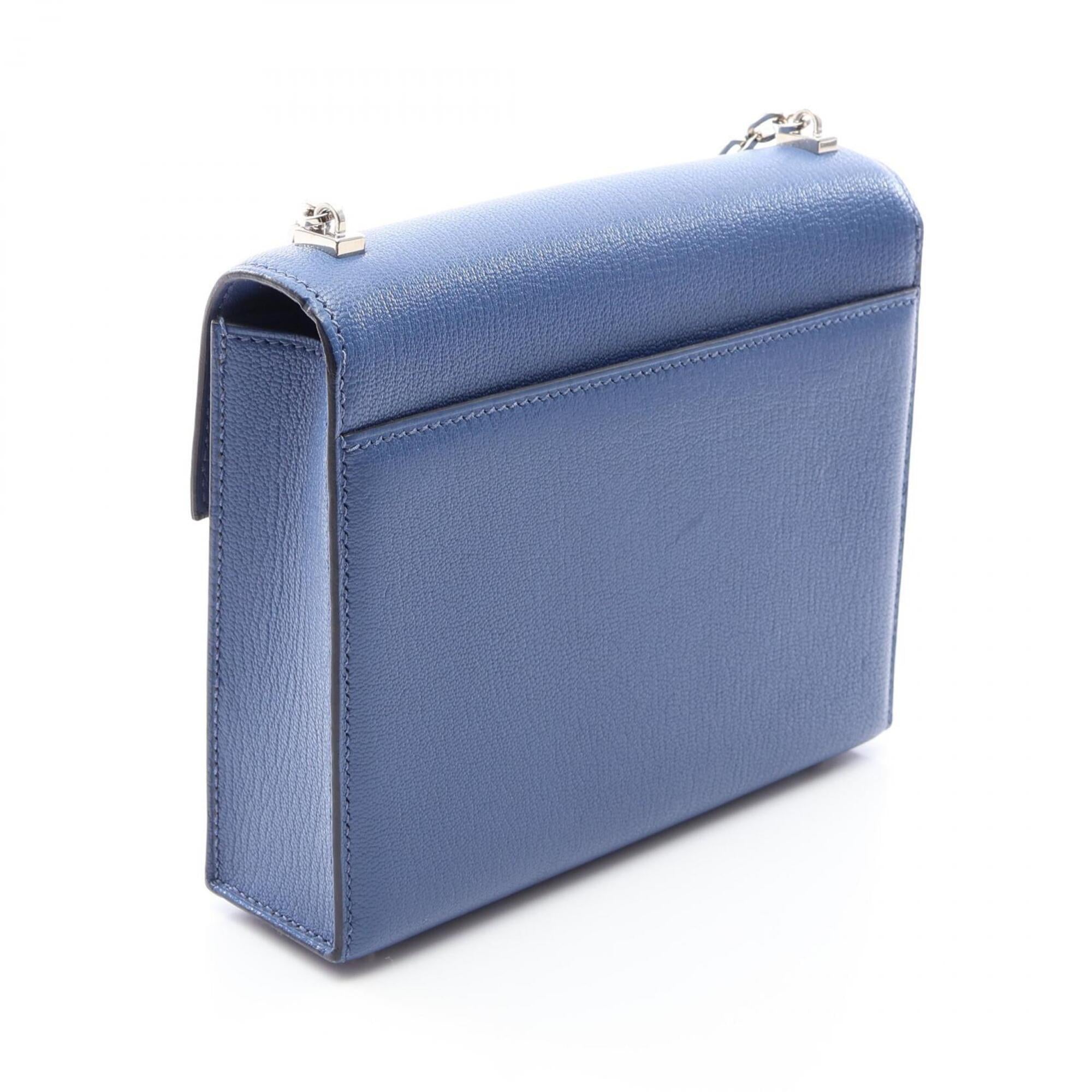 Hermes Blue Chevre Leather Handbag Shoulder Bag (Pre-Owned)