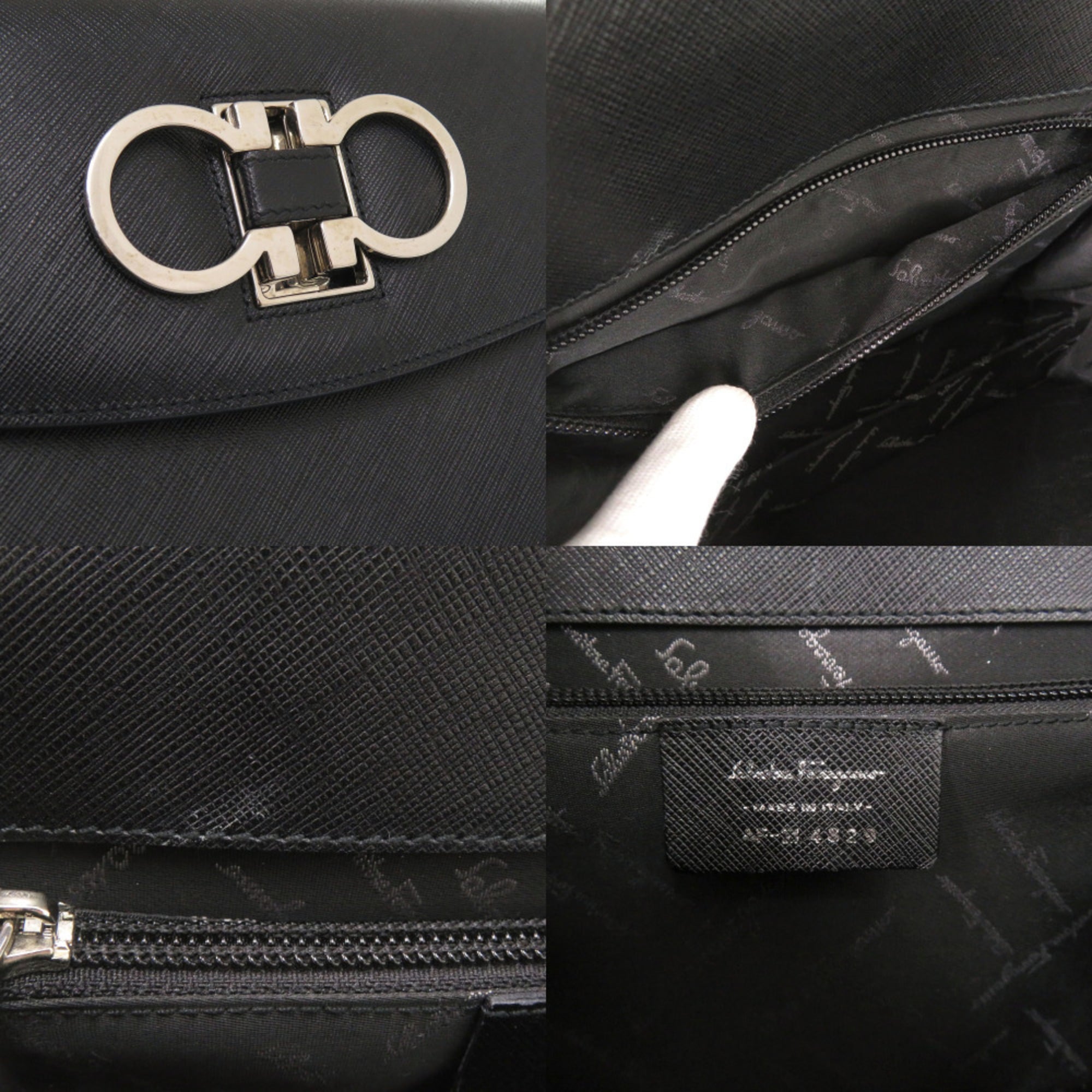 Salvatore Ferragamo Black Leather Handbag Shoulder Bag (Pre-Owned)