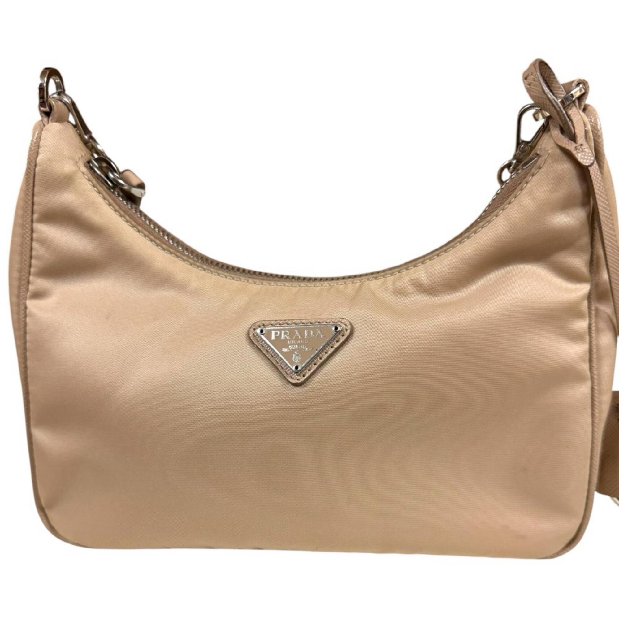 Prada Beige Nude Beige Nylon Shoulder Bag (Pre-Owned)