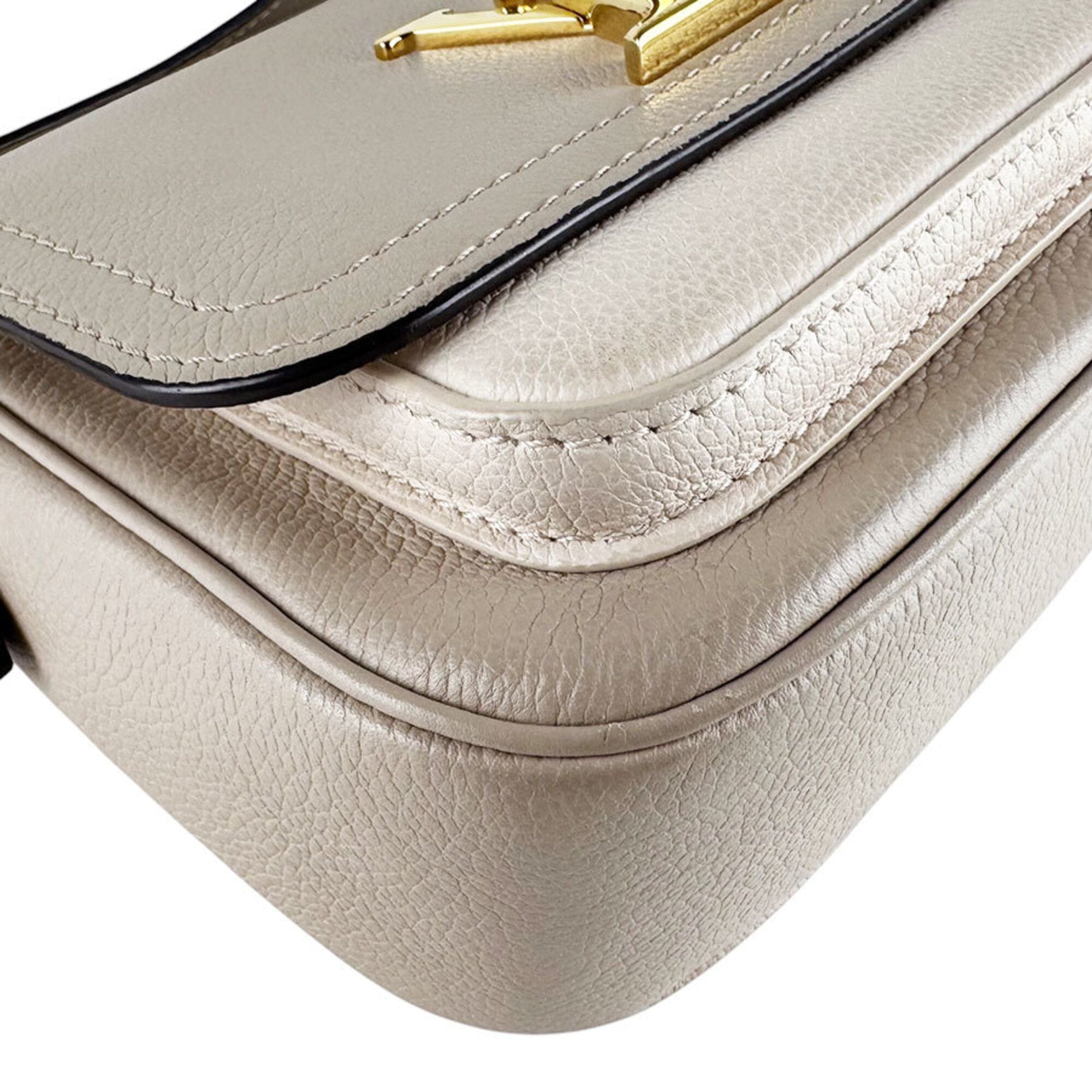 Louis Vuitton Grayish Leather Shoulder Bag (Pre-Owned)
