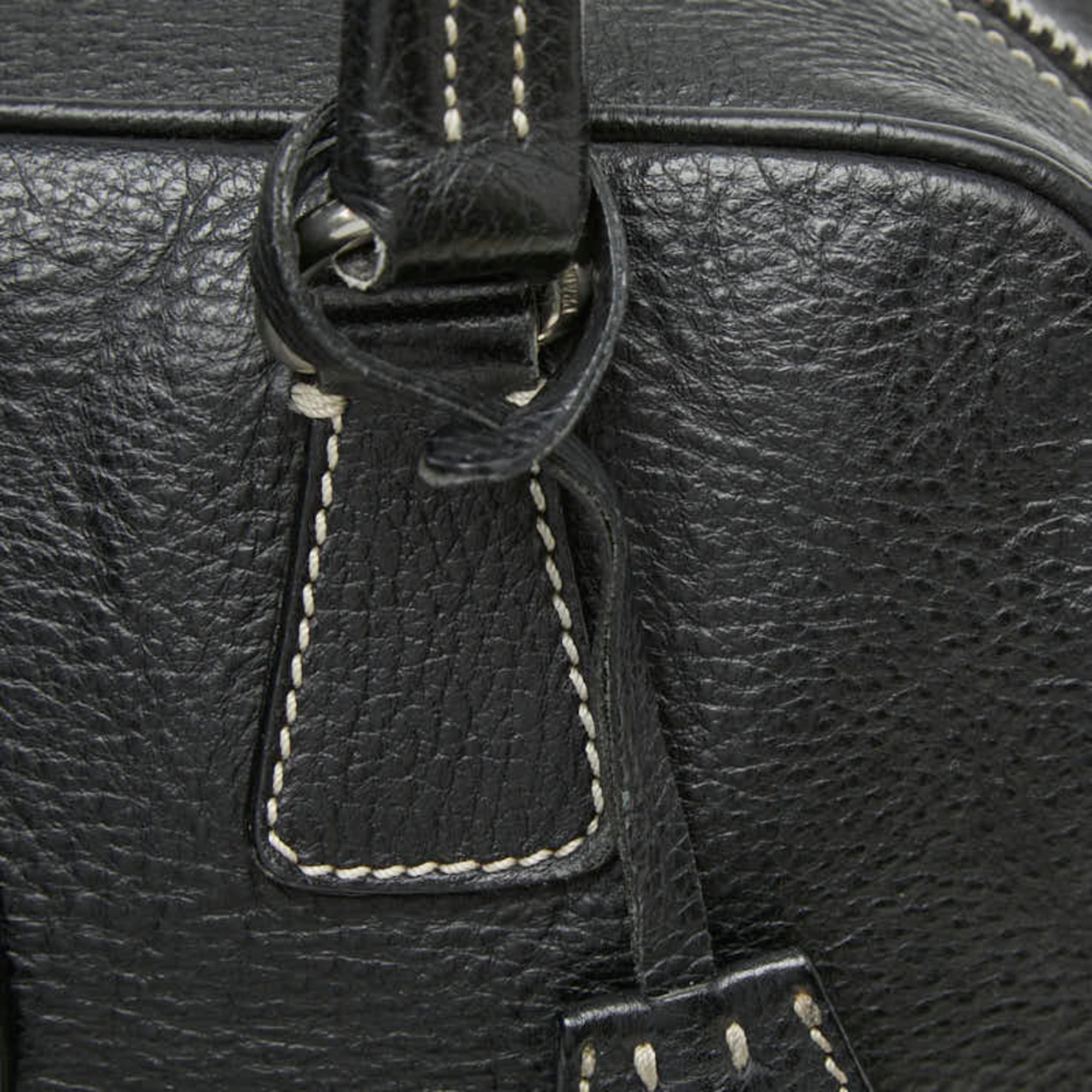 Prada Black Leather Boston Bag Handbag (Pre-Owned)