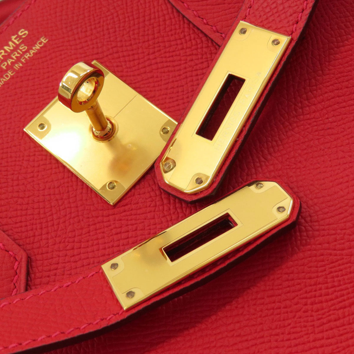 Hermes Red Color Rouge Casaque Epsom Leather Handbag (Pre-Owned)