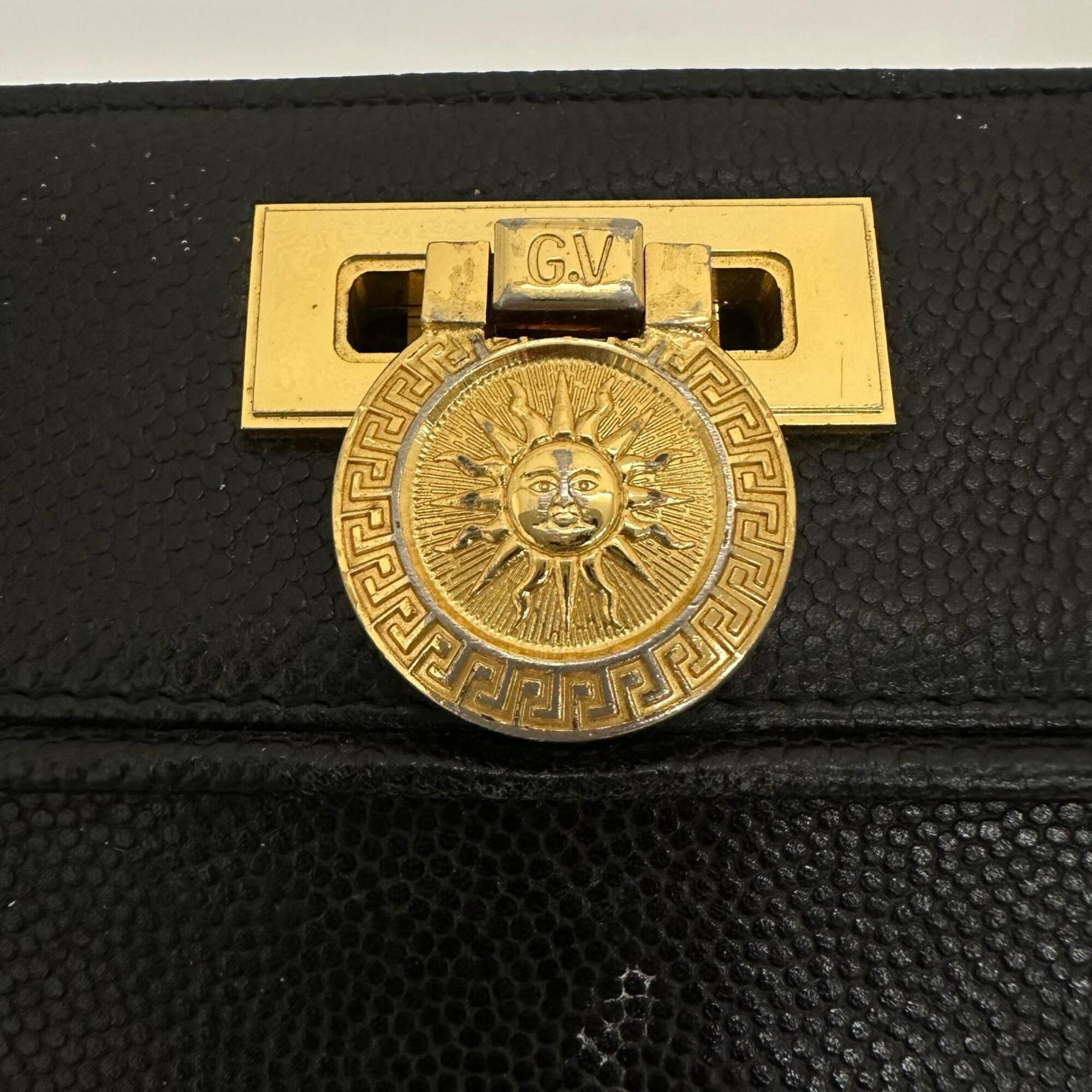 Versace Black Leather Tote Bag (Pre-Owned)