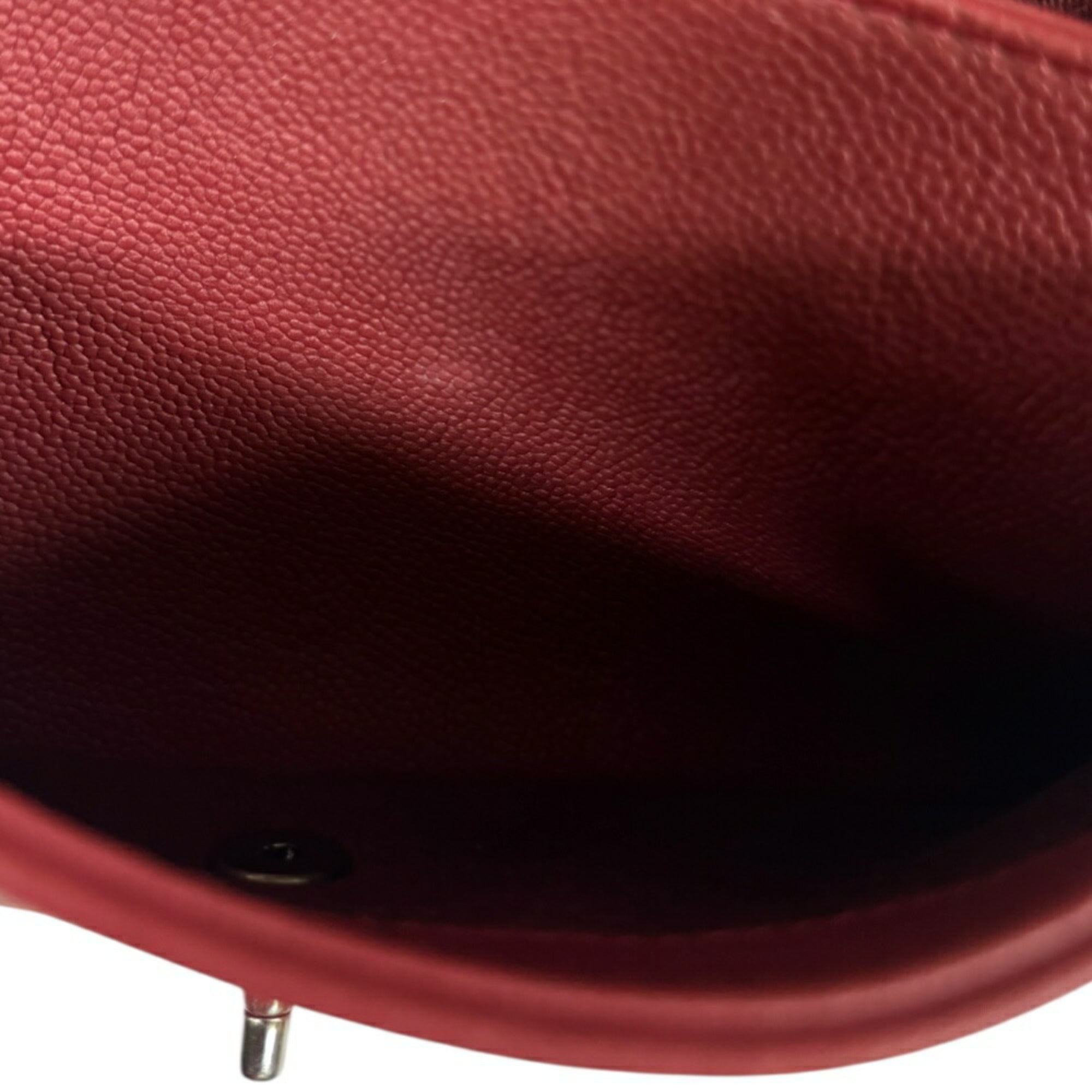 Chanel Matelasse Red Color Leather Shoulder Bag (Pre-Owned)