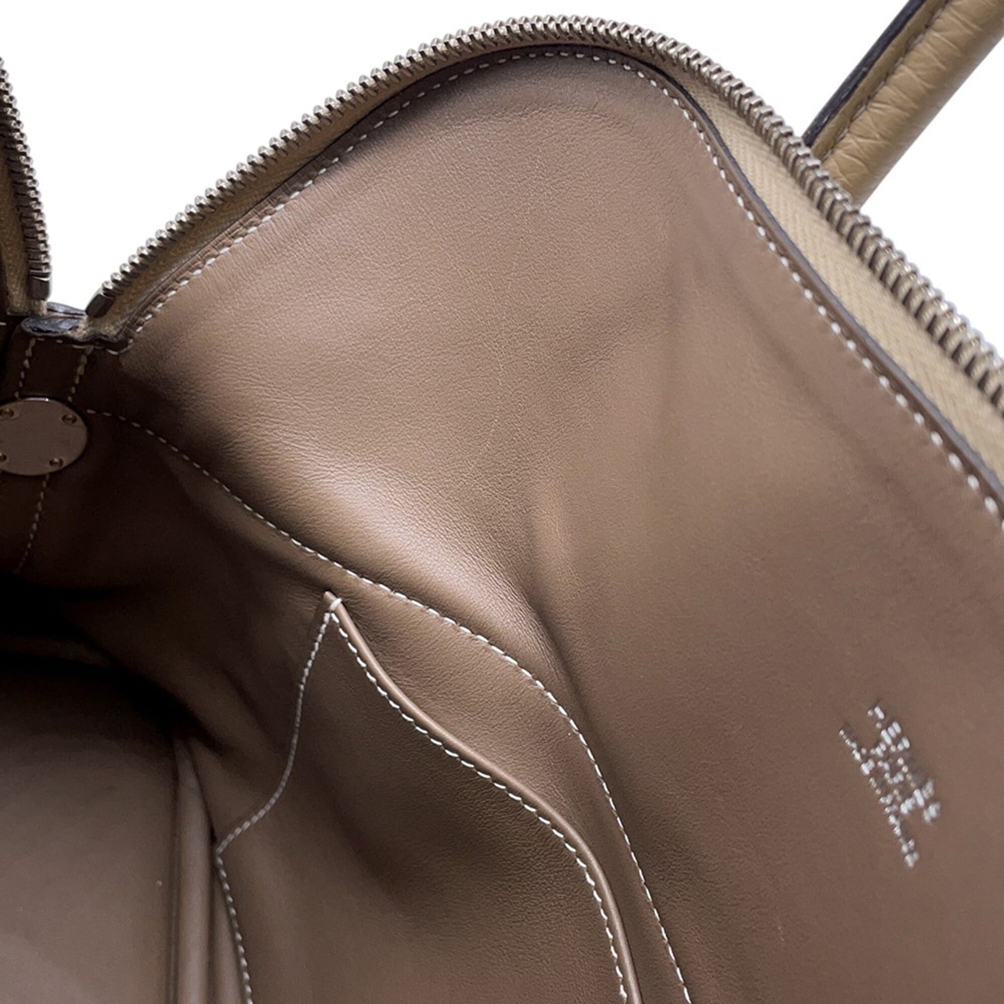 Hermes Beige Etoupe Gray Taurillon Clemence Leather Handbag (Pre-Owned)