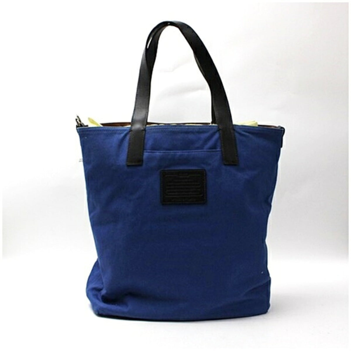 Coach Blue Brown White Leather Canvas Tote Bag (Pre-Owned)