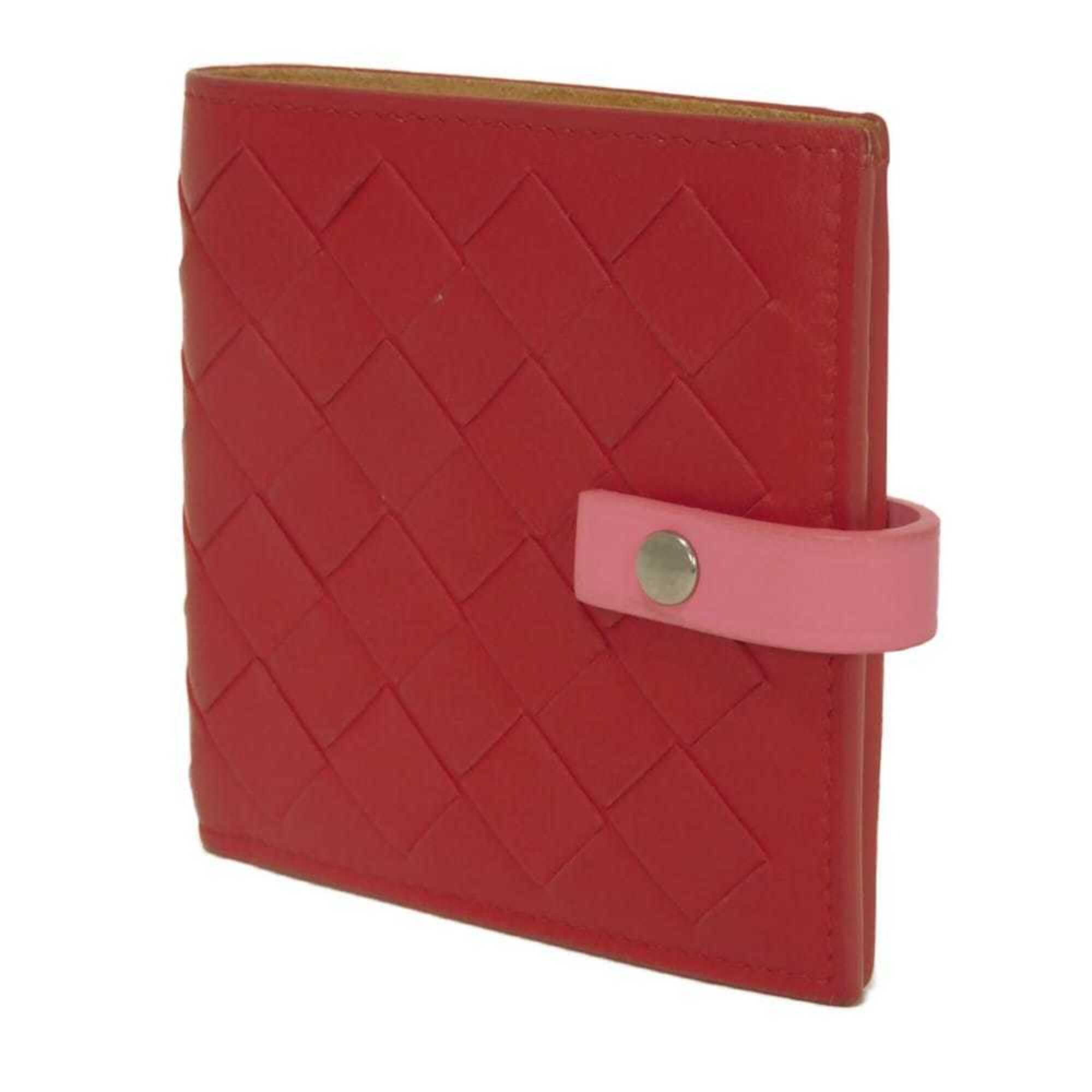 Bottega Veneta Intrecciato Red Color Leather Long Bill Wallet (Bi-Fold) (Pre-Owned)