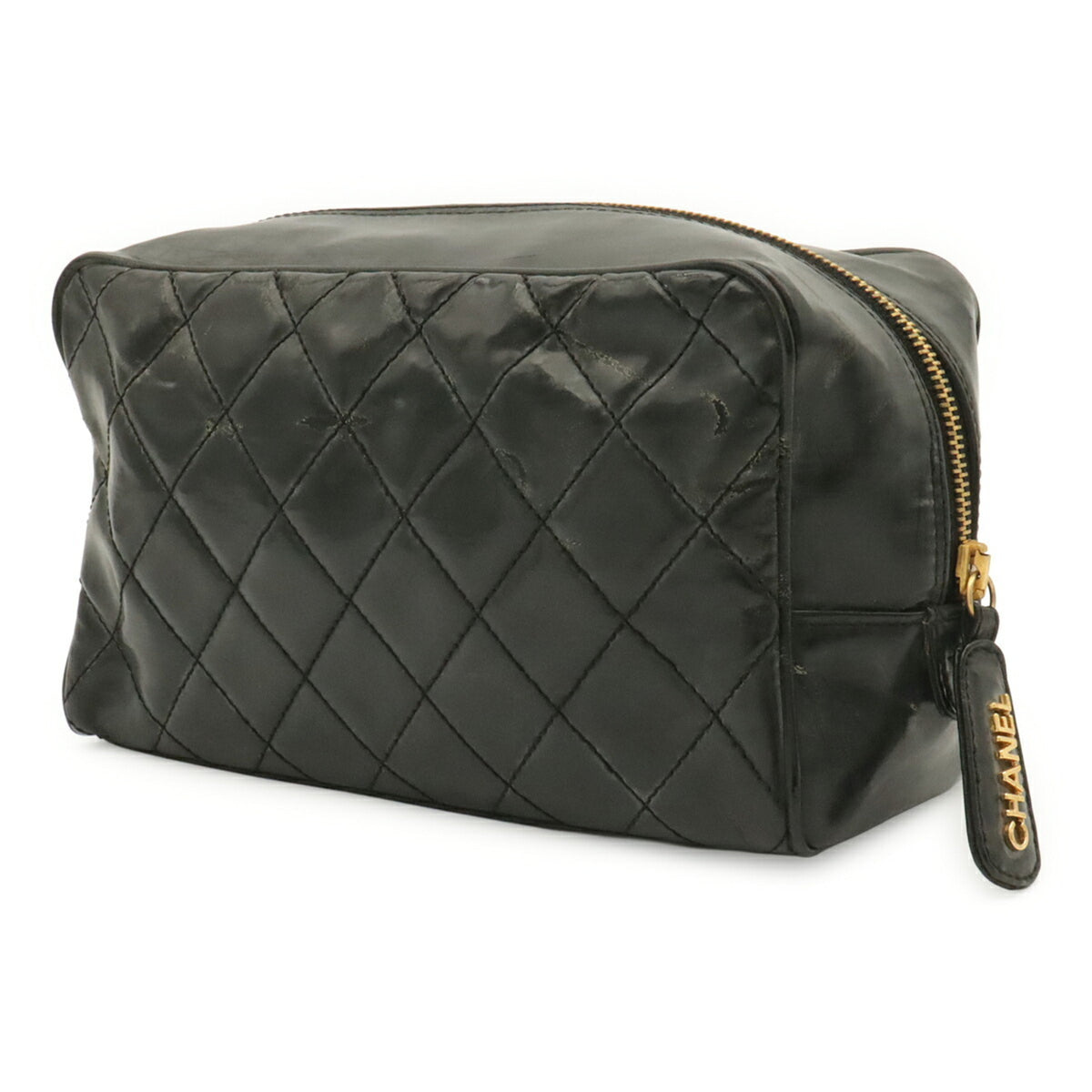Chanel Black Patent Leather Clutch Bag Pouch (Pre-Owned)