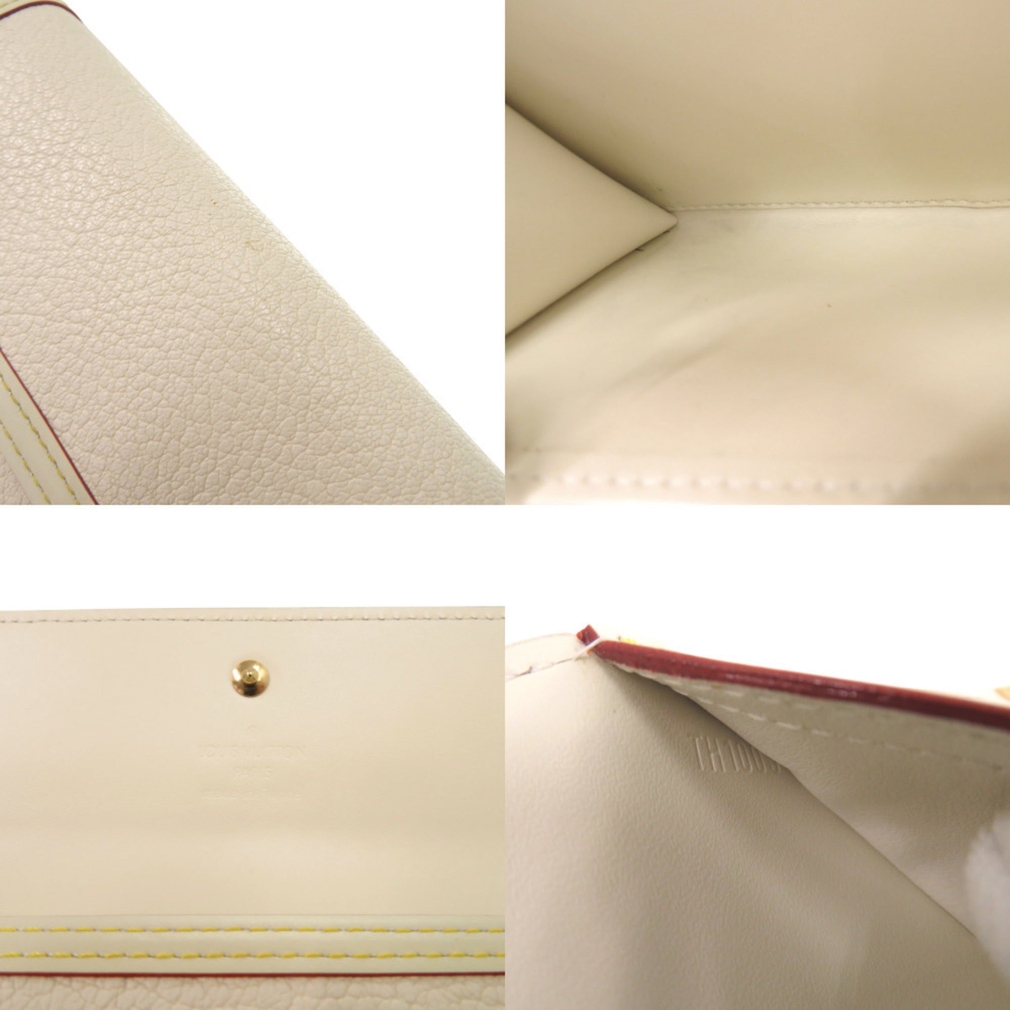 Louis Vuitton White Leather Long Wallet (Tri-Fold) (Pre-Owned)