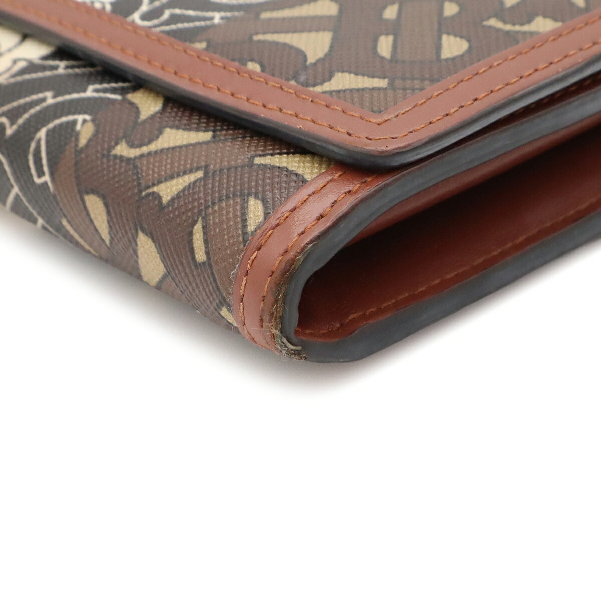 Burberry Beige Black Brown Ivory Red Color Coated Canvas Leather Long Wallet (Bi-Fold) (Pre-Owned)