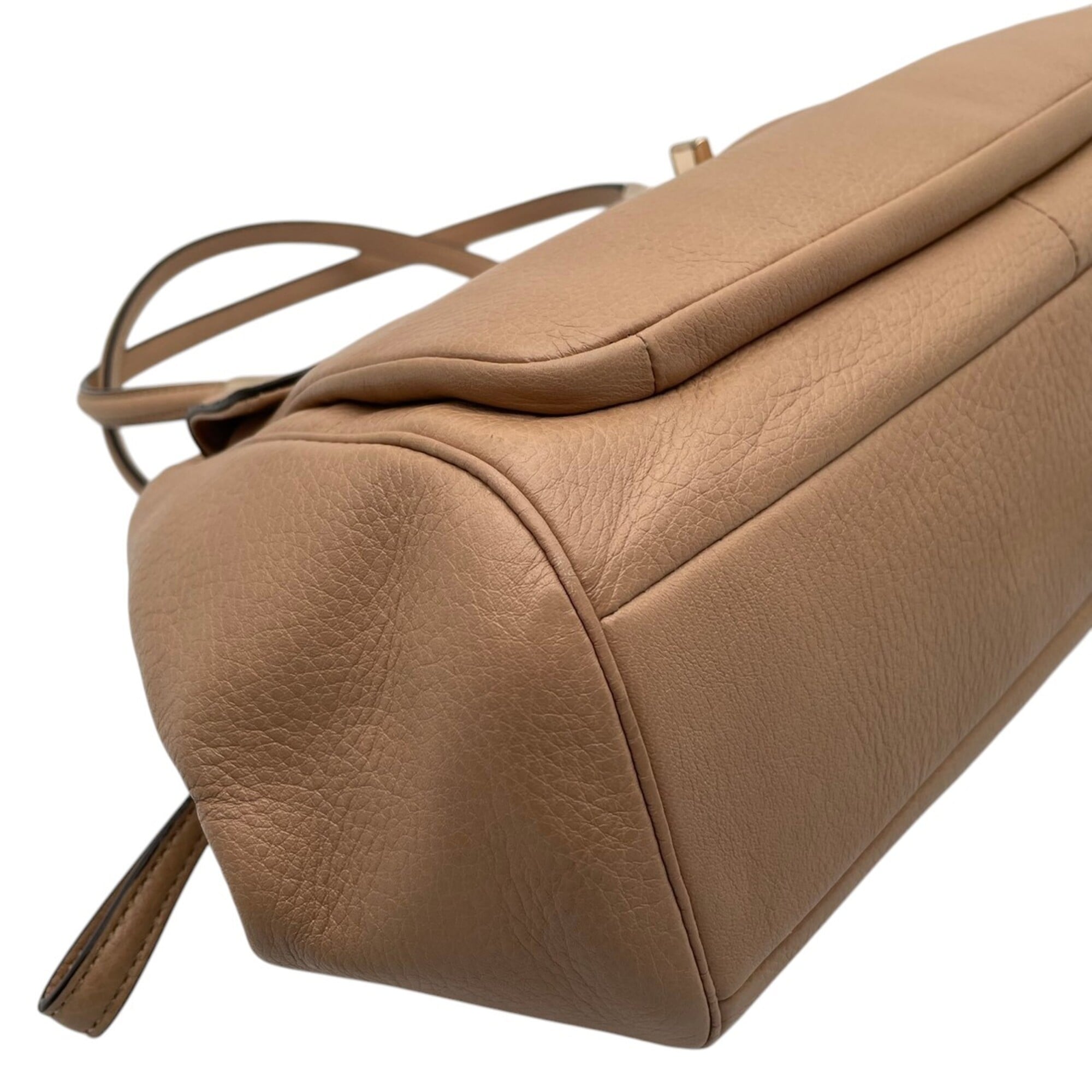 Coach Beige Leather Handbag Tote Bag (Pre-Owned)