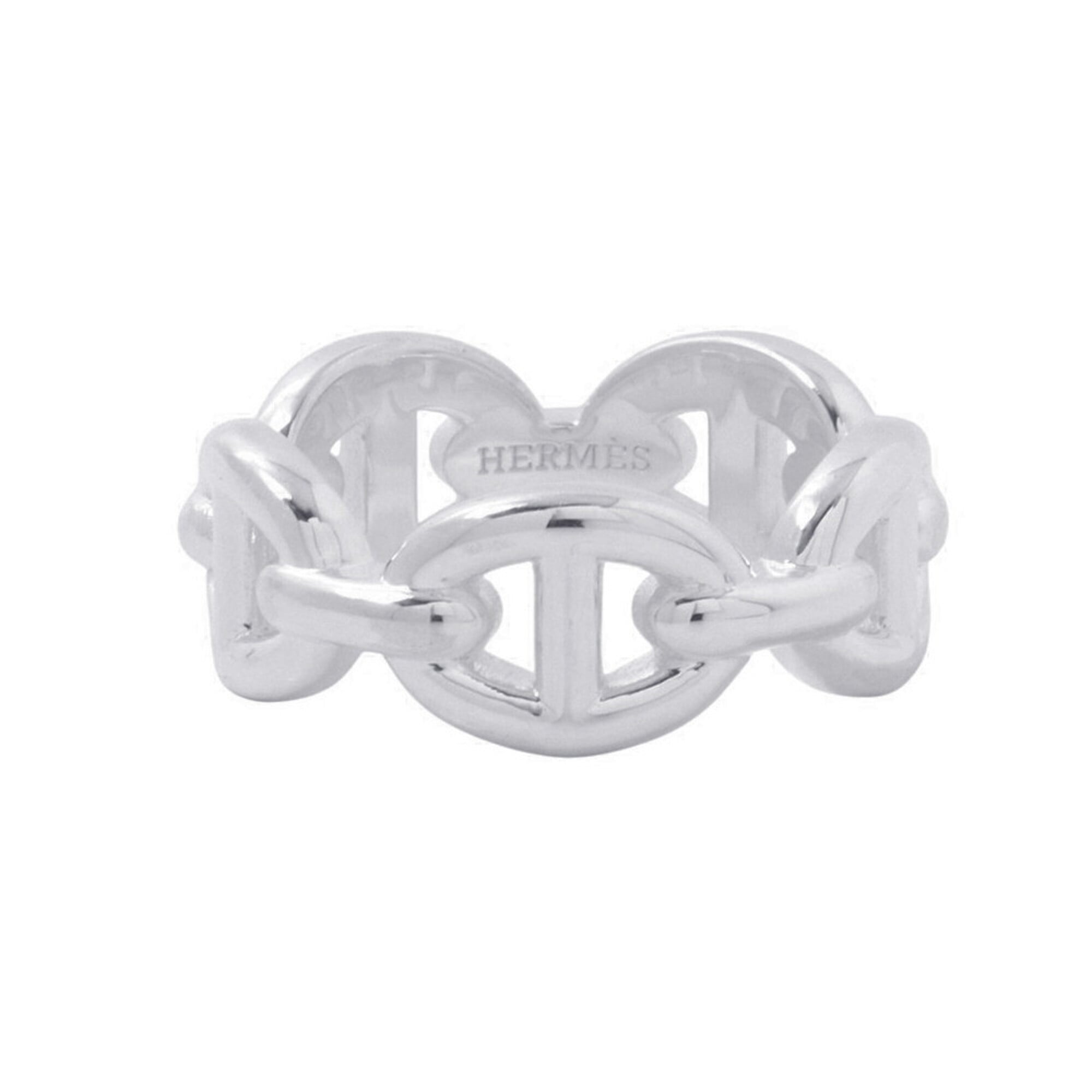 Hermes Silver 925 Band Ring (Pre-Owned)