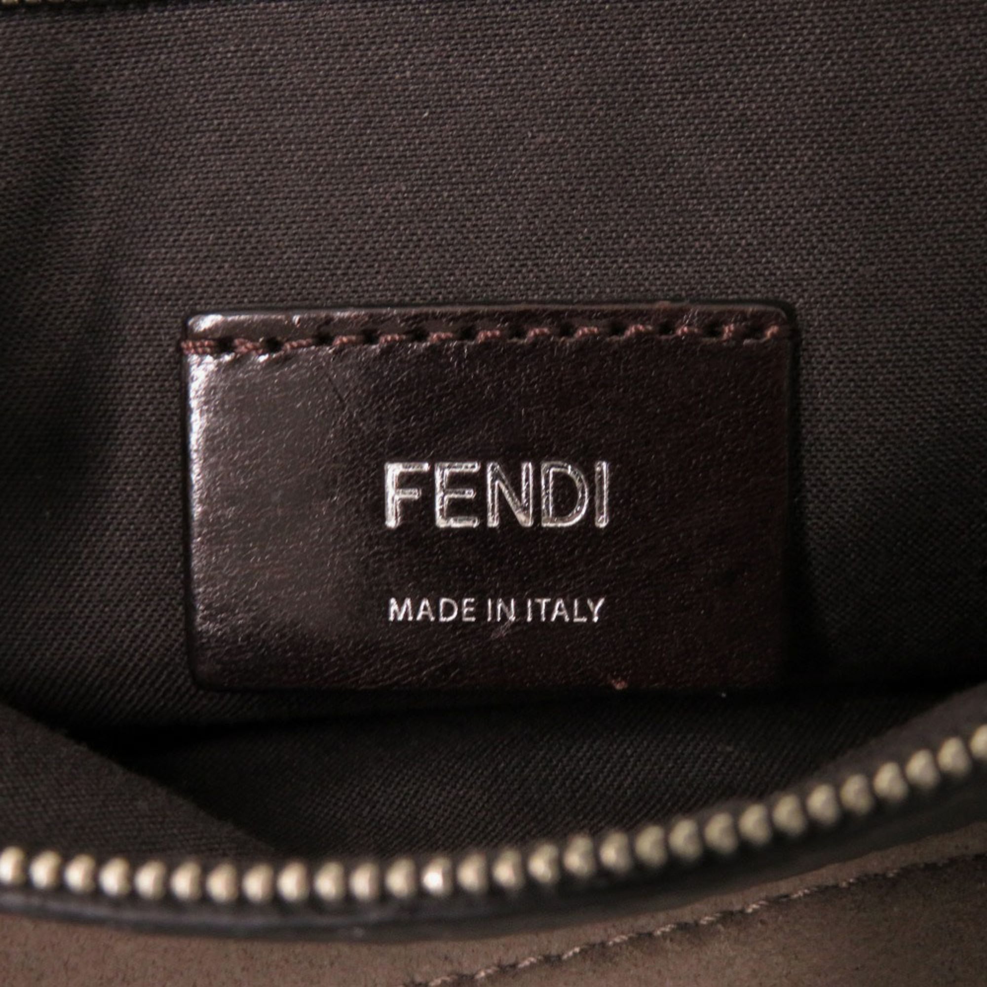 Fendi Gray Red Color Leather Shoulder Bag (Pre-Owned)