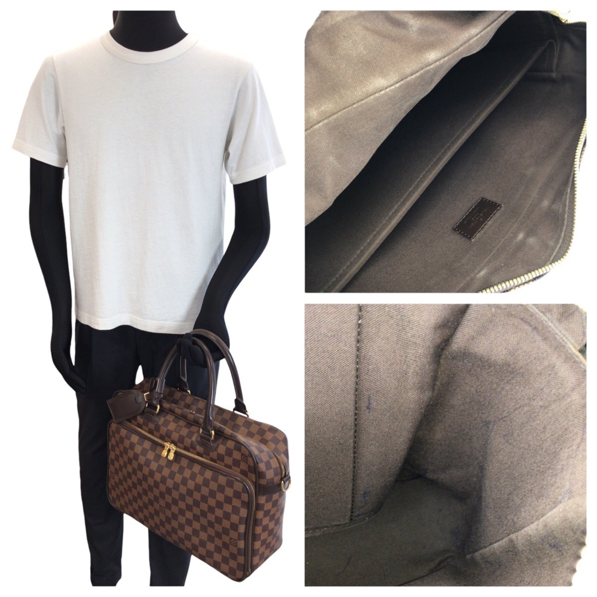 Louis Vuitton Damier Canvas Ebene Leather Pvc Briefcase (Pre-Owned)