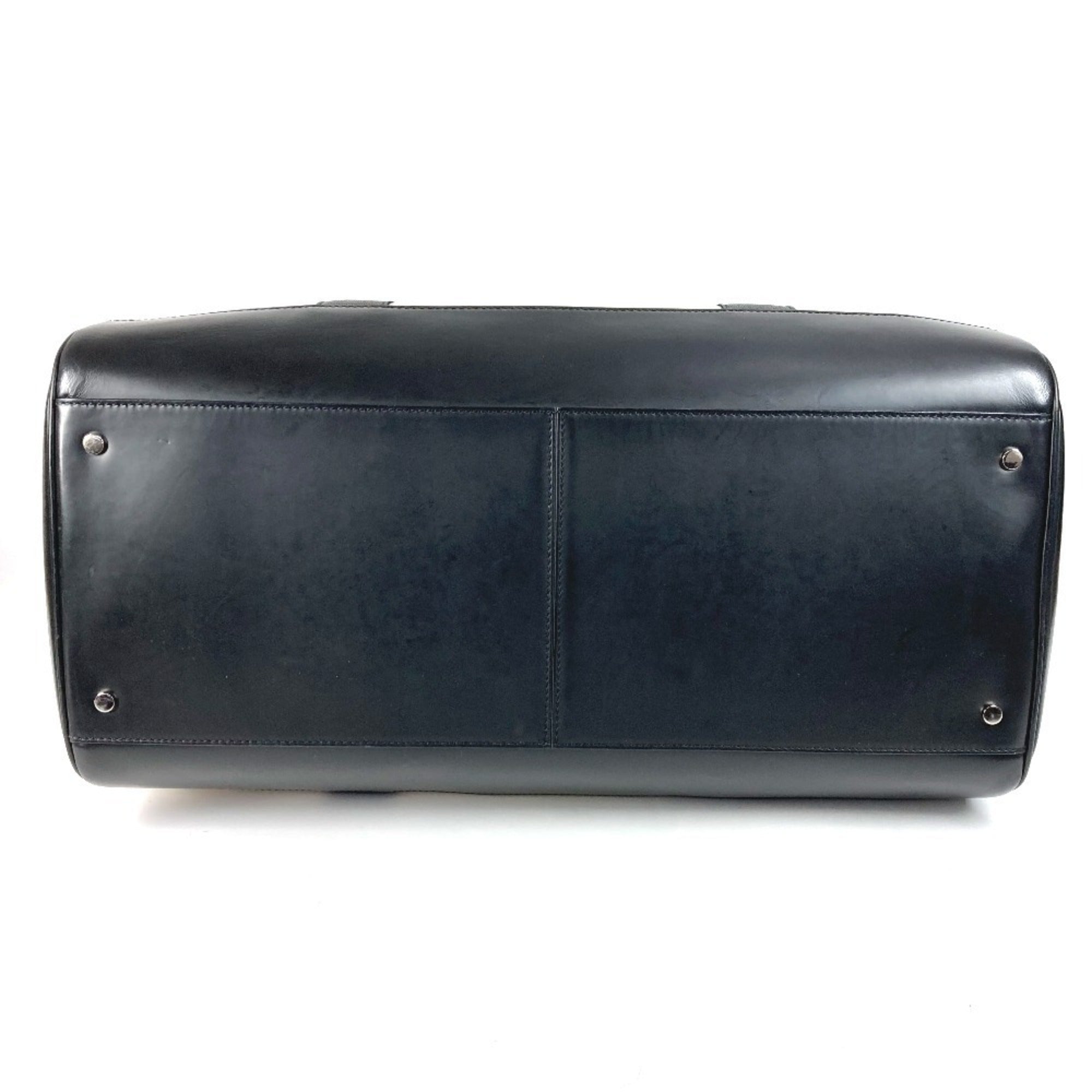 Balenciaga Black White Leather Canvas Boston Bag (Pre-Owned)
