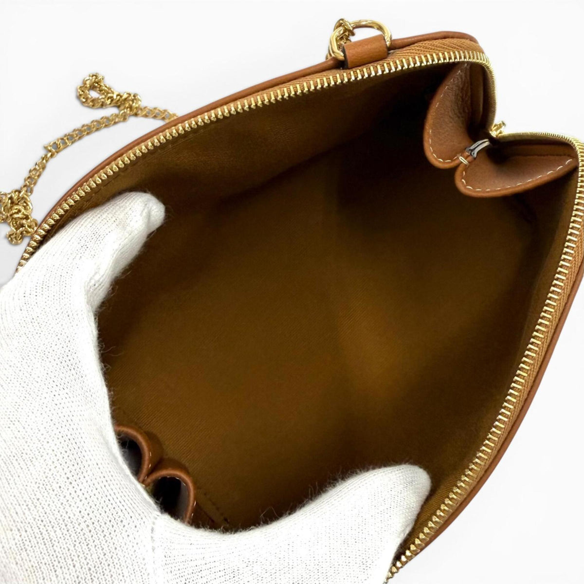 Celine Brown Off-White Canvas Clutch Bag Shoulder Bag (Pre-Owned)
