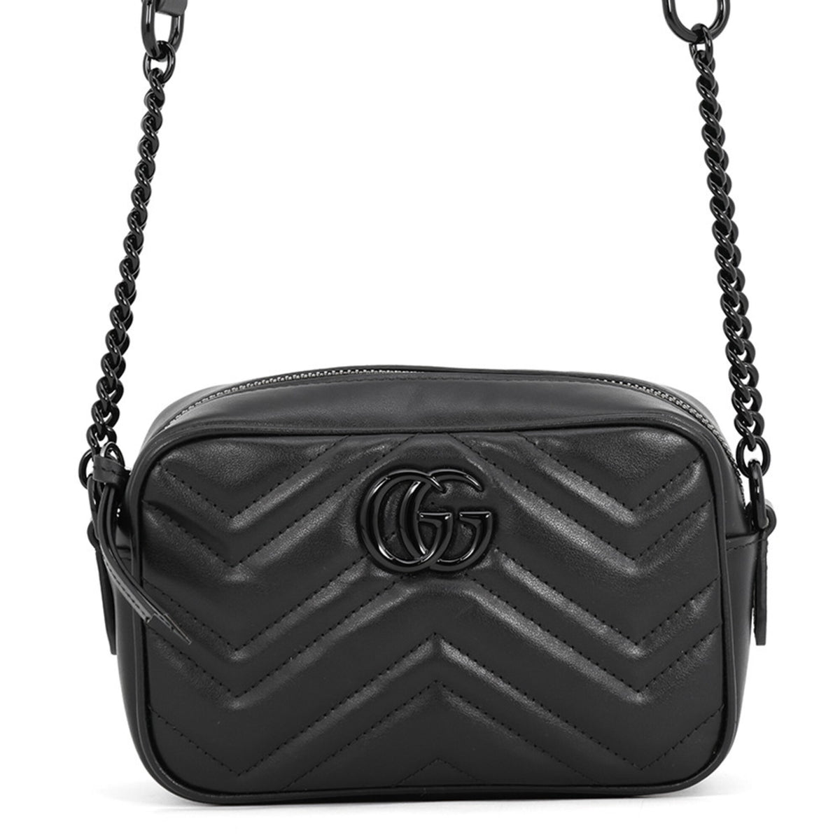 Gucci Gg Marmont Black Leather Shoulder Bag (Pre-Owned)
