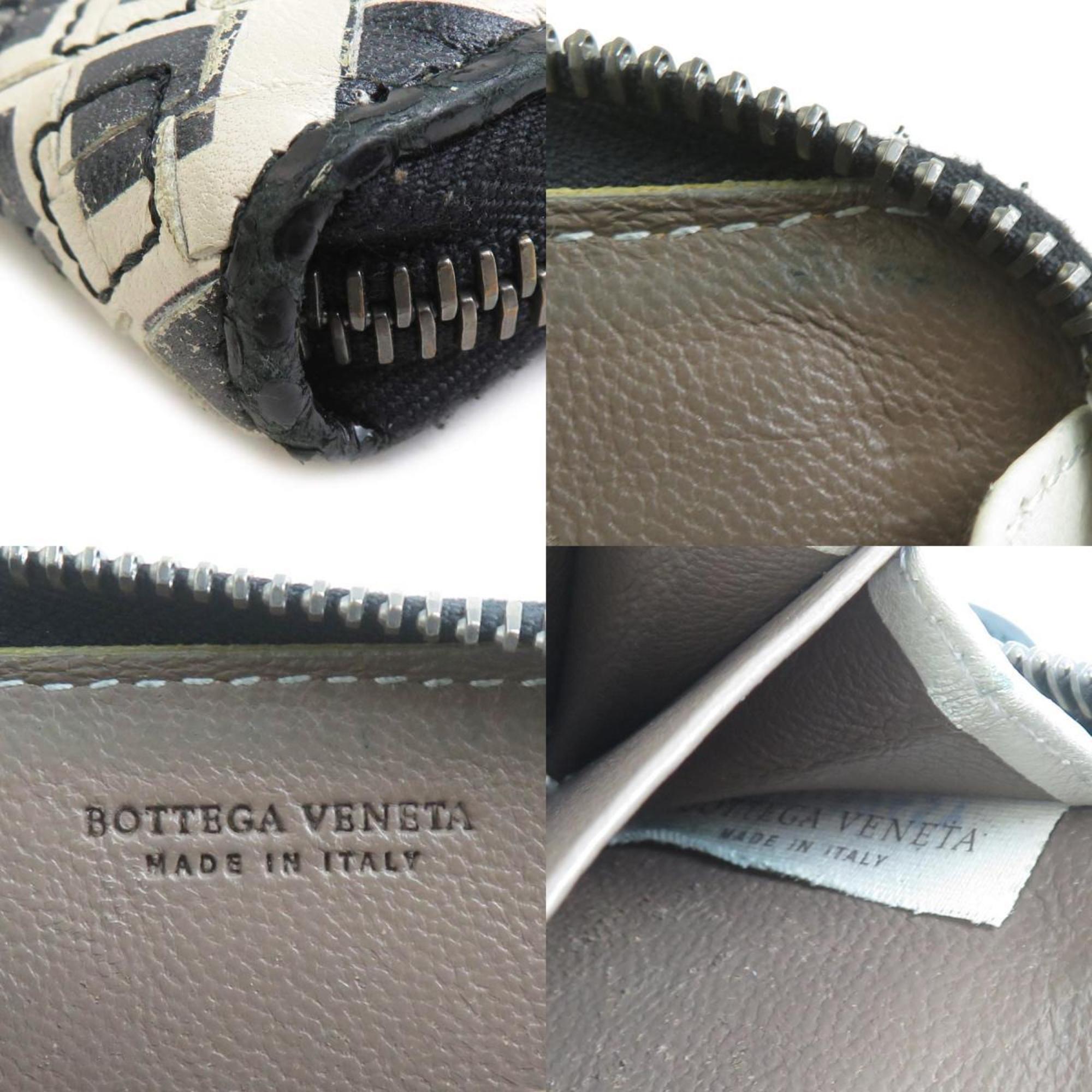 Bottega Veneta Black White Leather Coin Purse/Coin Case (Pre-Owned)