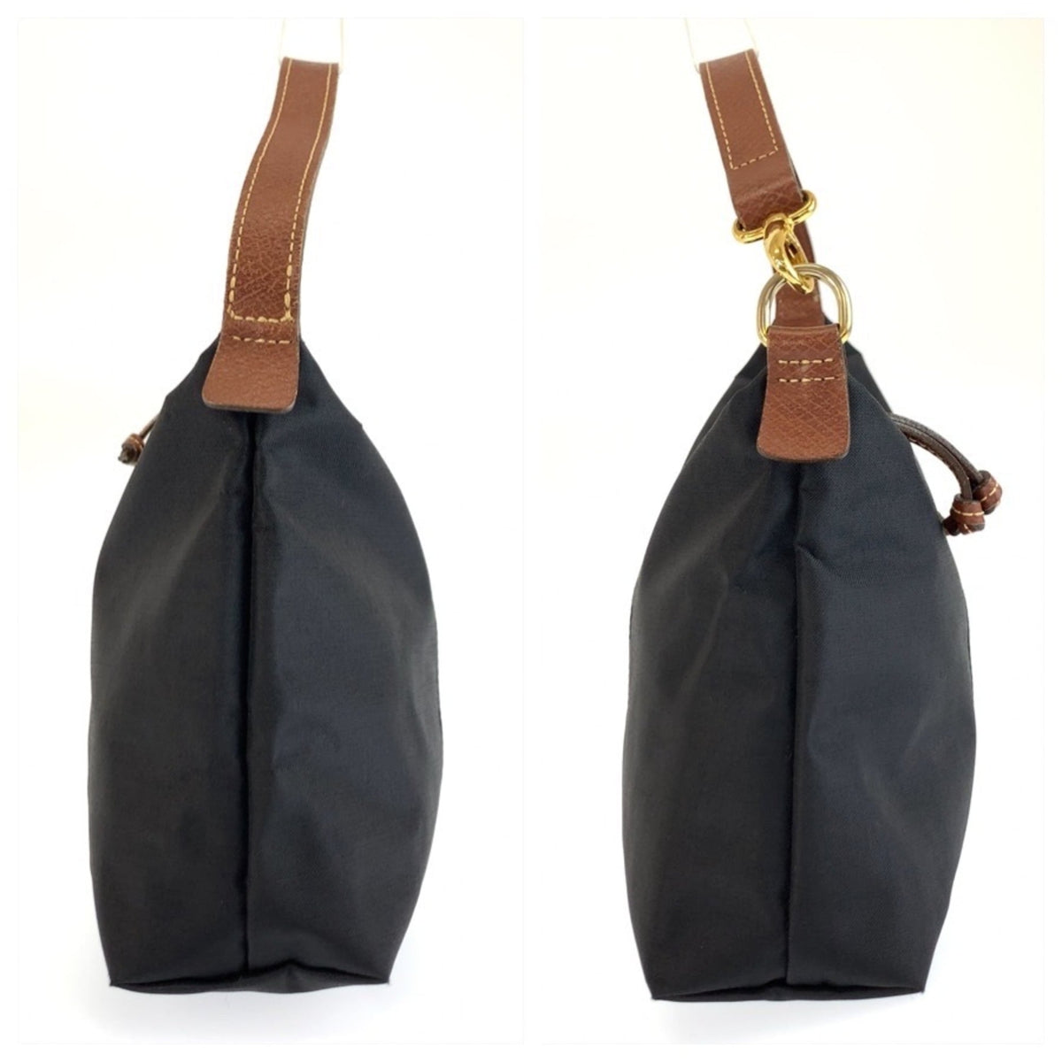Longchamp Black Brown Nylon Handbag (Pre-Owned)