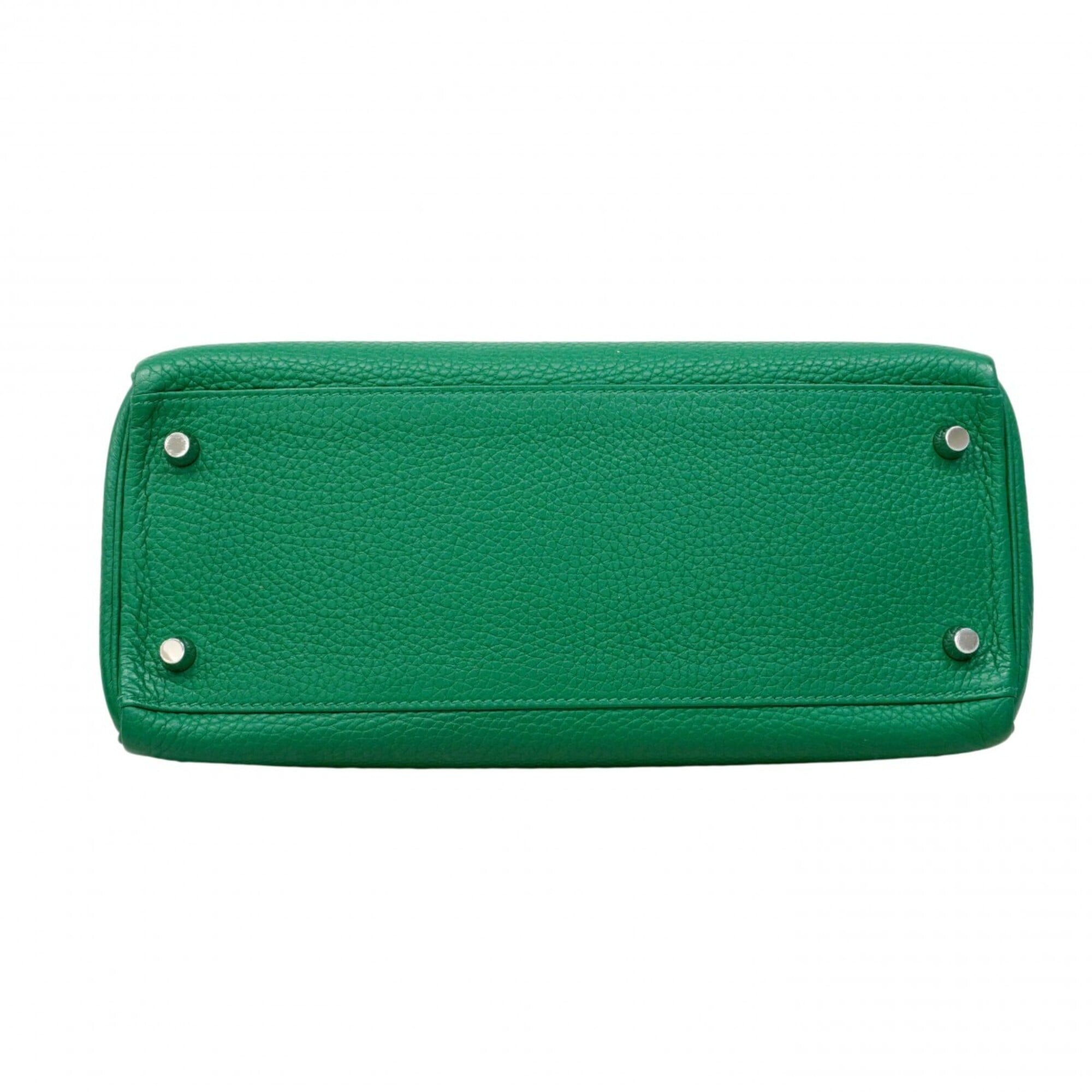Hermes Green Taurillon Clemence Leather Handbag (Pre-Owned)