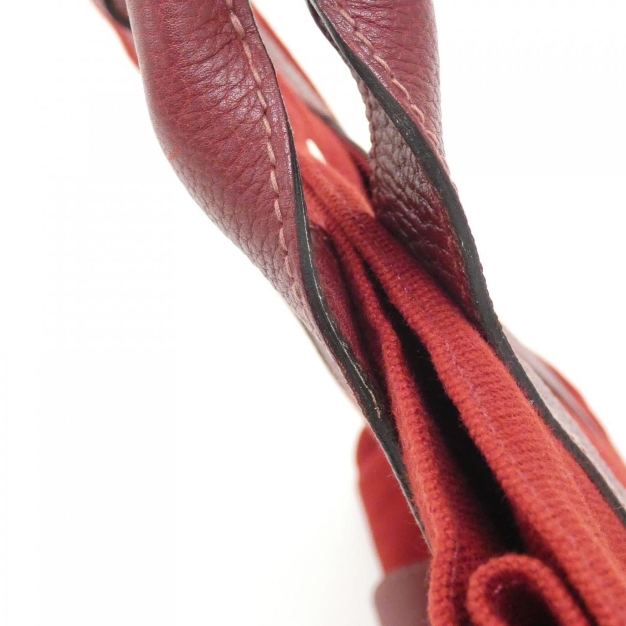 Hermes Rouge H Canvas Handbag (Pre-Owned)
