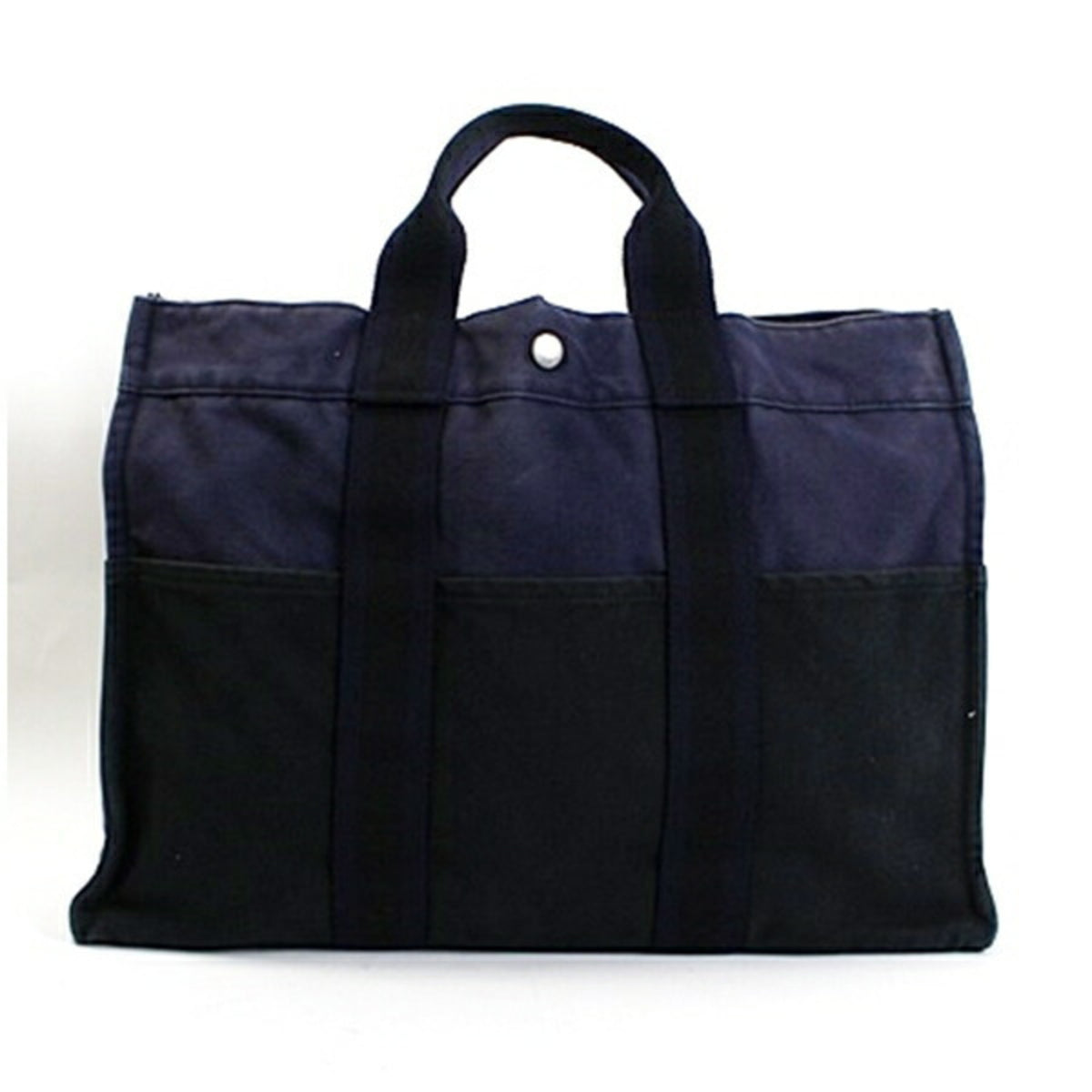 Hermes Black Navy Canvas Tote Bag (Pre-Owned)