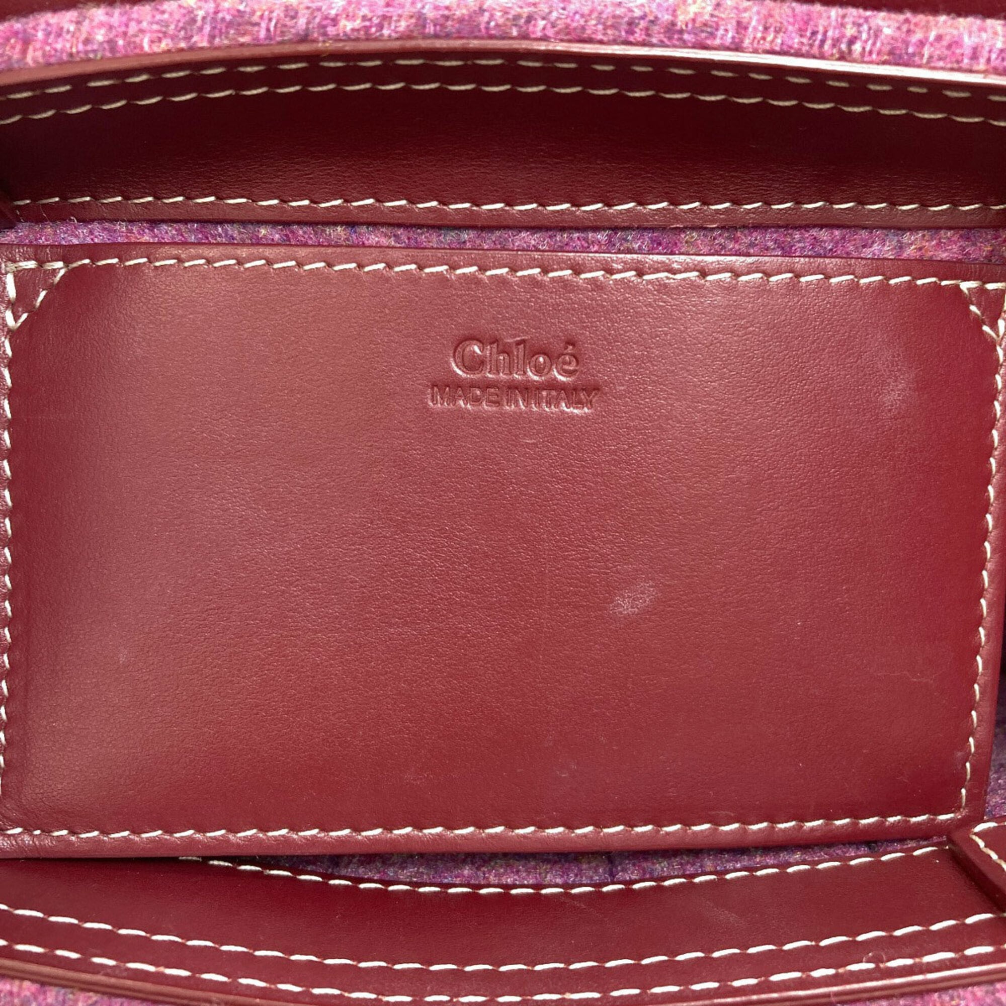 Chloé Bordeaux Pink Felt Leather Handbag (Pre-Owned)