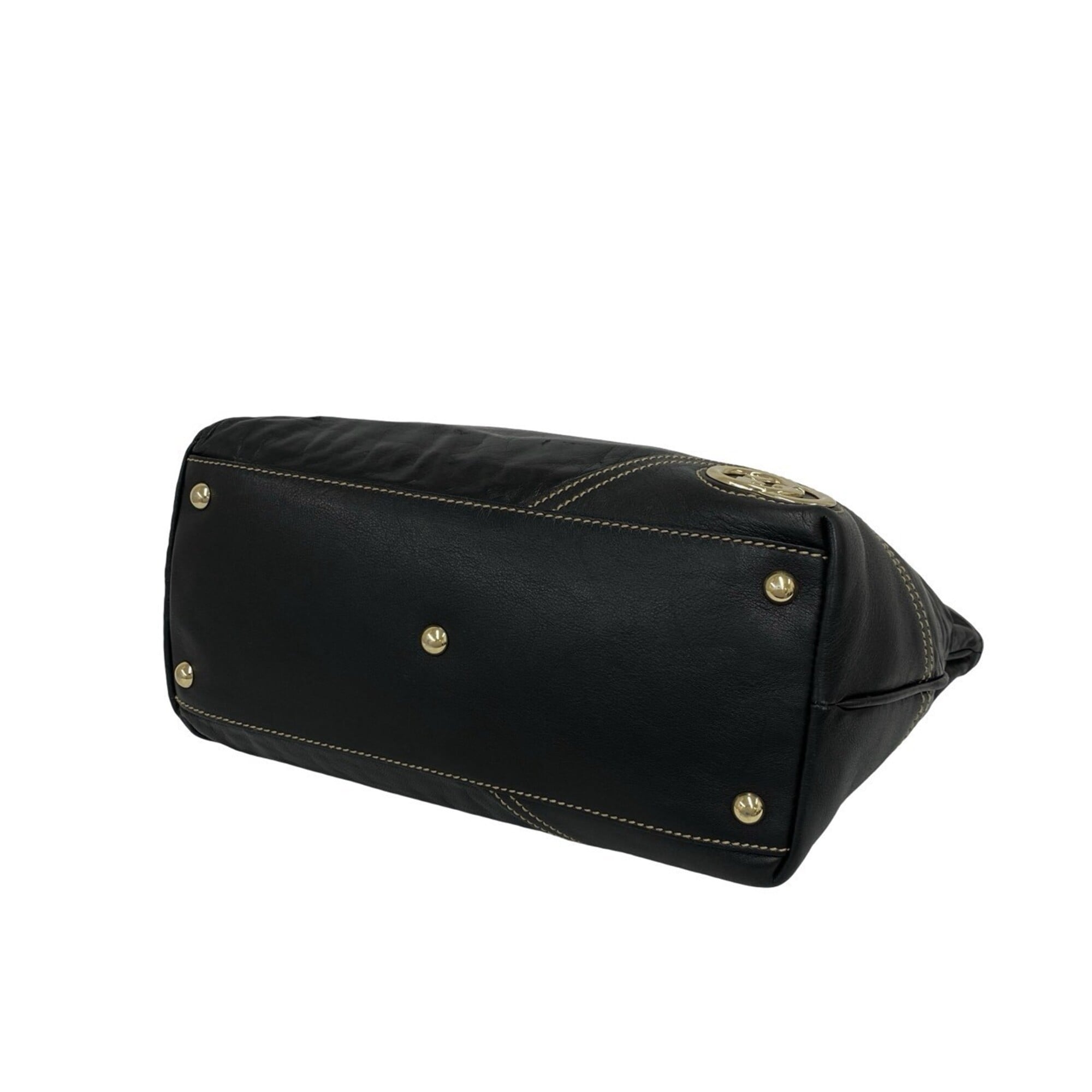 Gucci Black Leather Shoulder Bag Tote Bag (Pre-Owned)