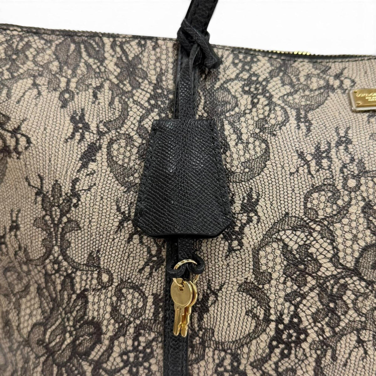 Dolce & Gabbana Beige Black Leather Tote Bag (Pre-Owned)