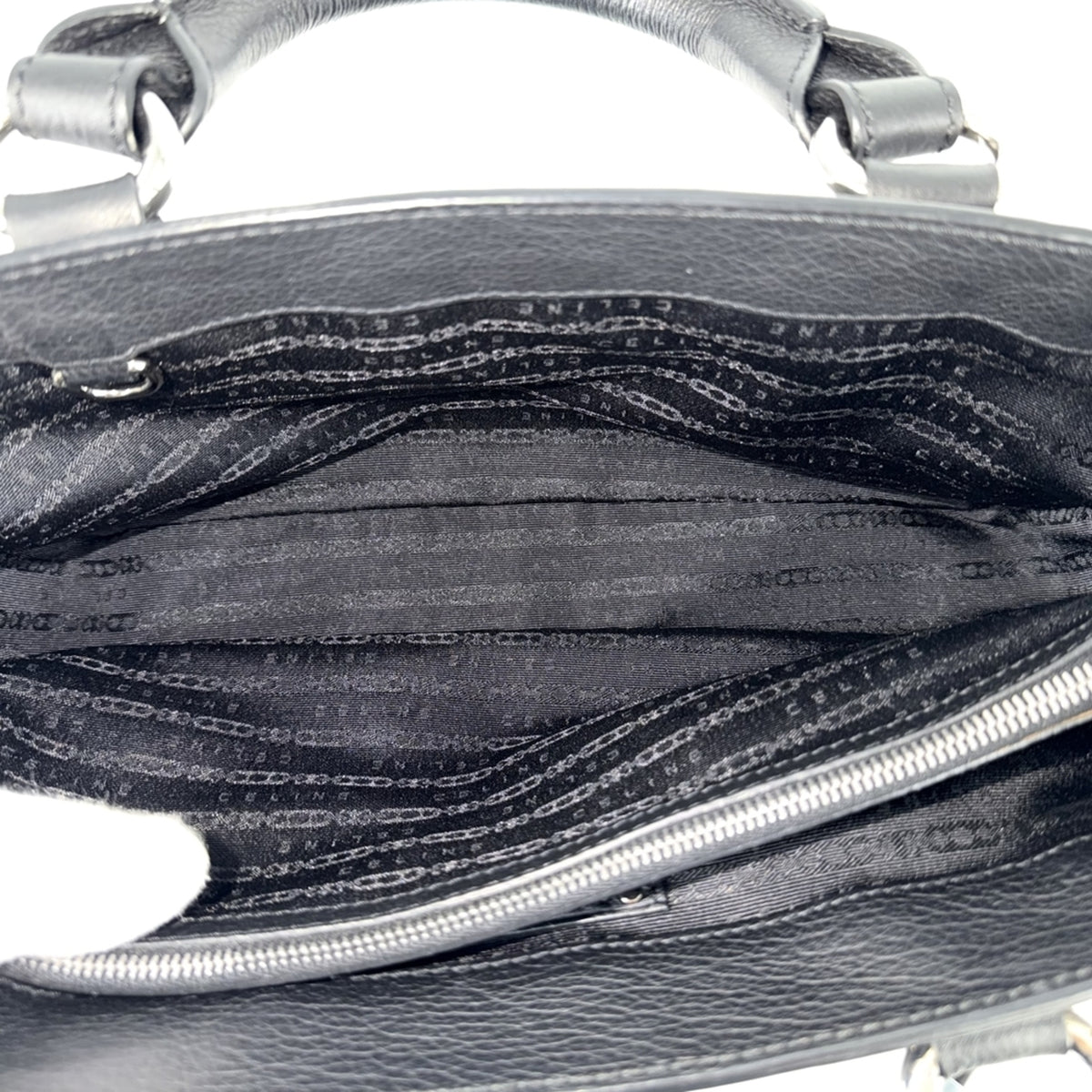 Celine Macadam Black Leather Handbag Tote Bag (Pre-Owned)
