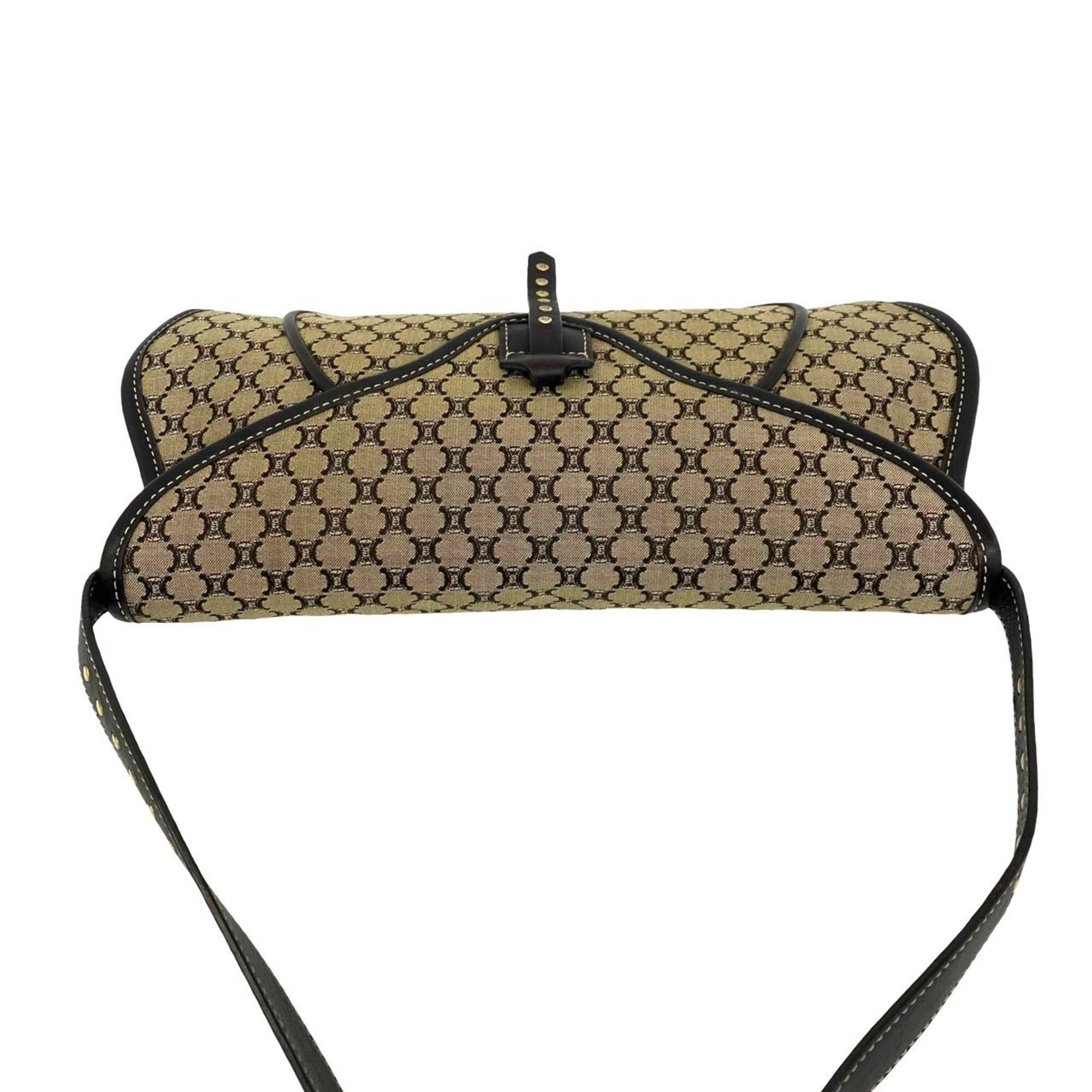 Celine Brown Canvas Leather Handbag Shoulder Bag (Pre-Owned)