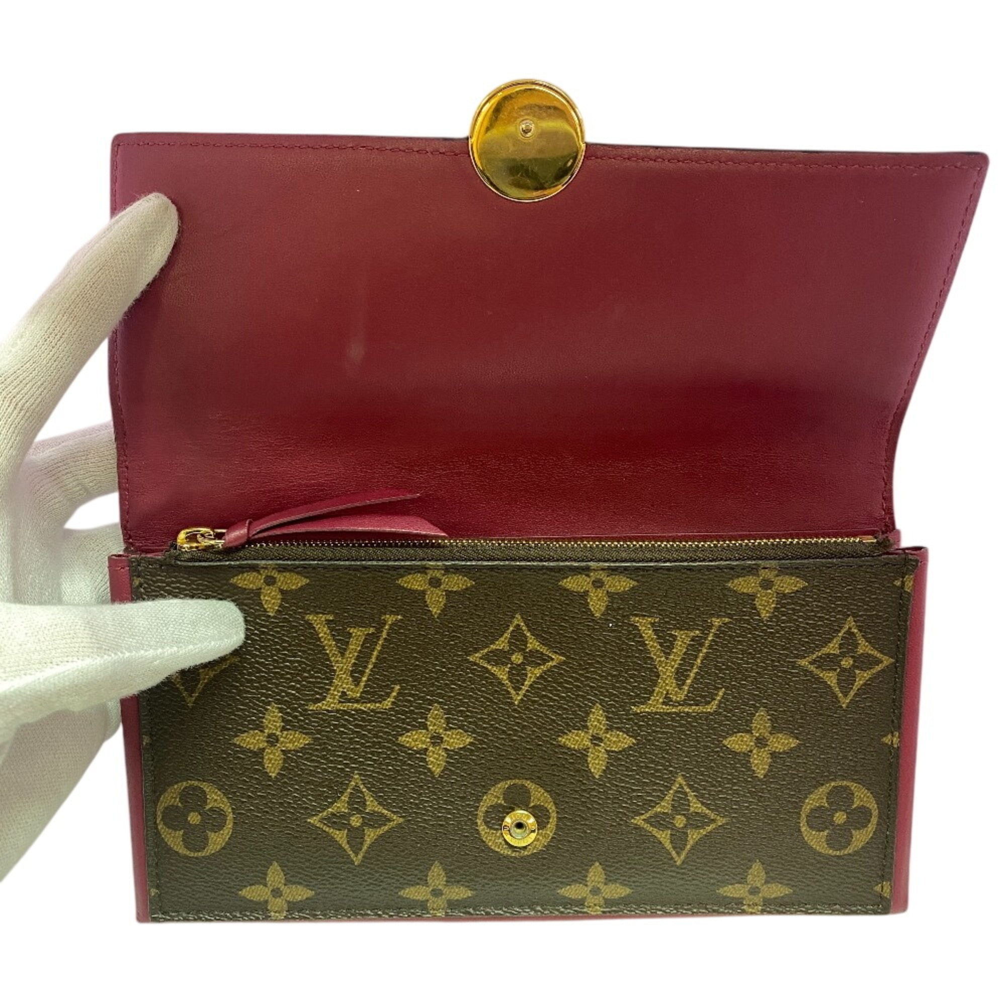 Louis Vuitton Monogram Brown Leather Long Wallet (Bi-Fold) (Pre-Owned)