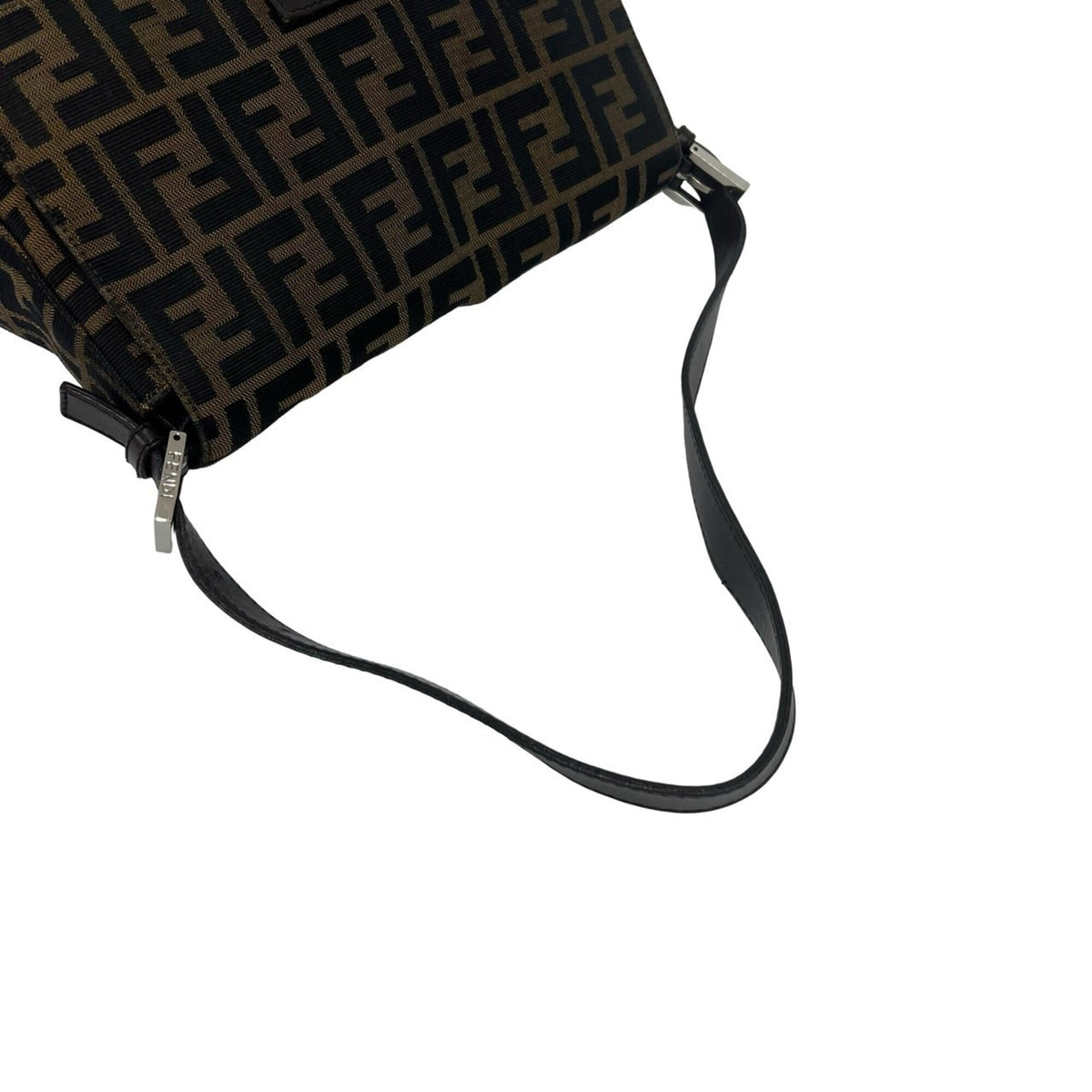Fendi Black Brown Canvas Leather Shoulder Bag (Pre-Owned)
