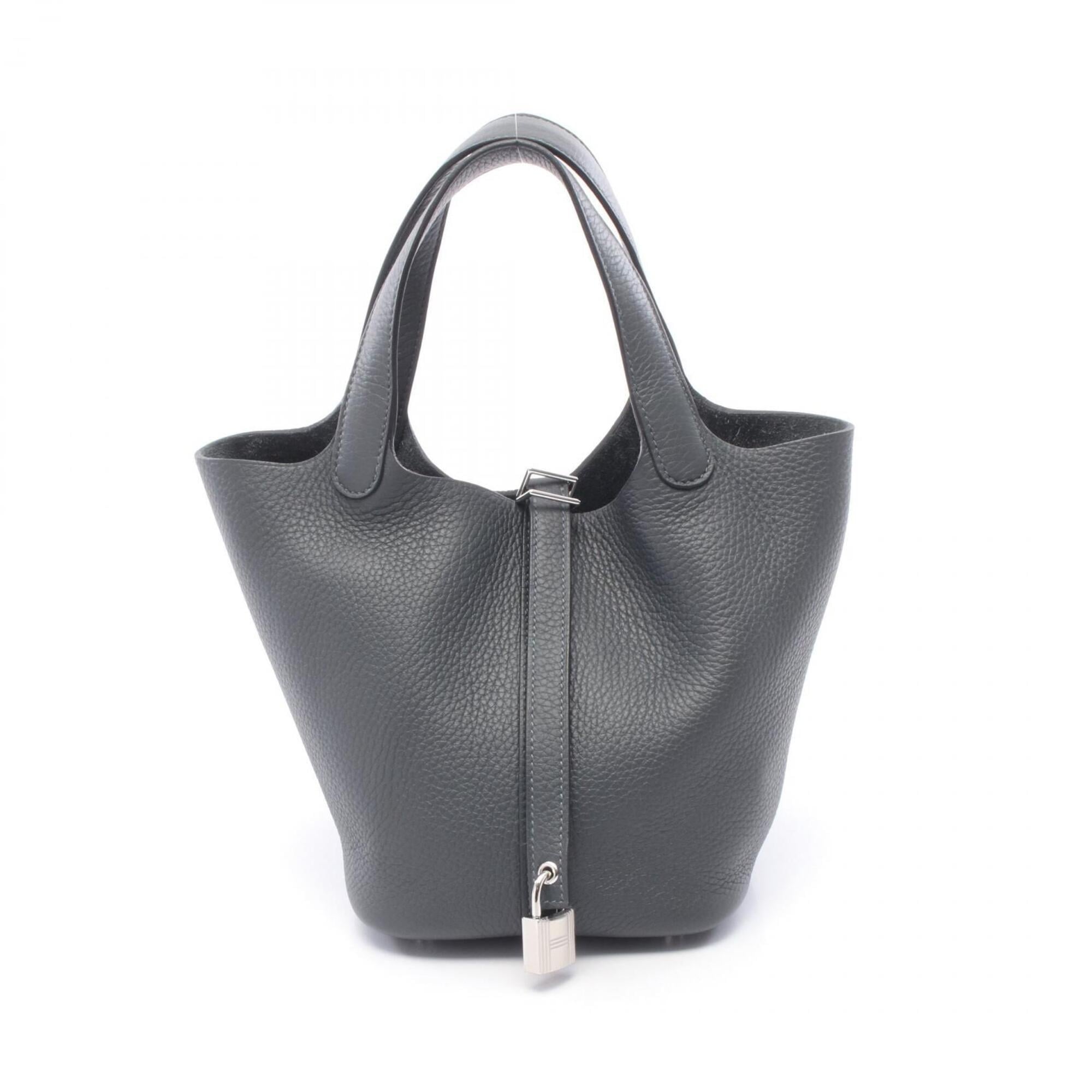 Hermes Gray Taurillon Clemence Leather Handbag (Pre-Owned)