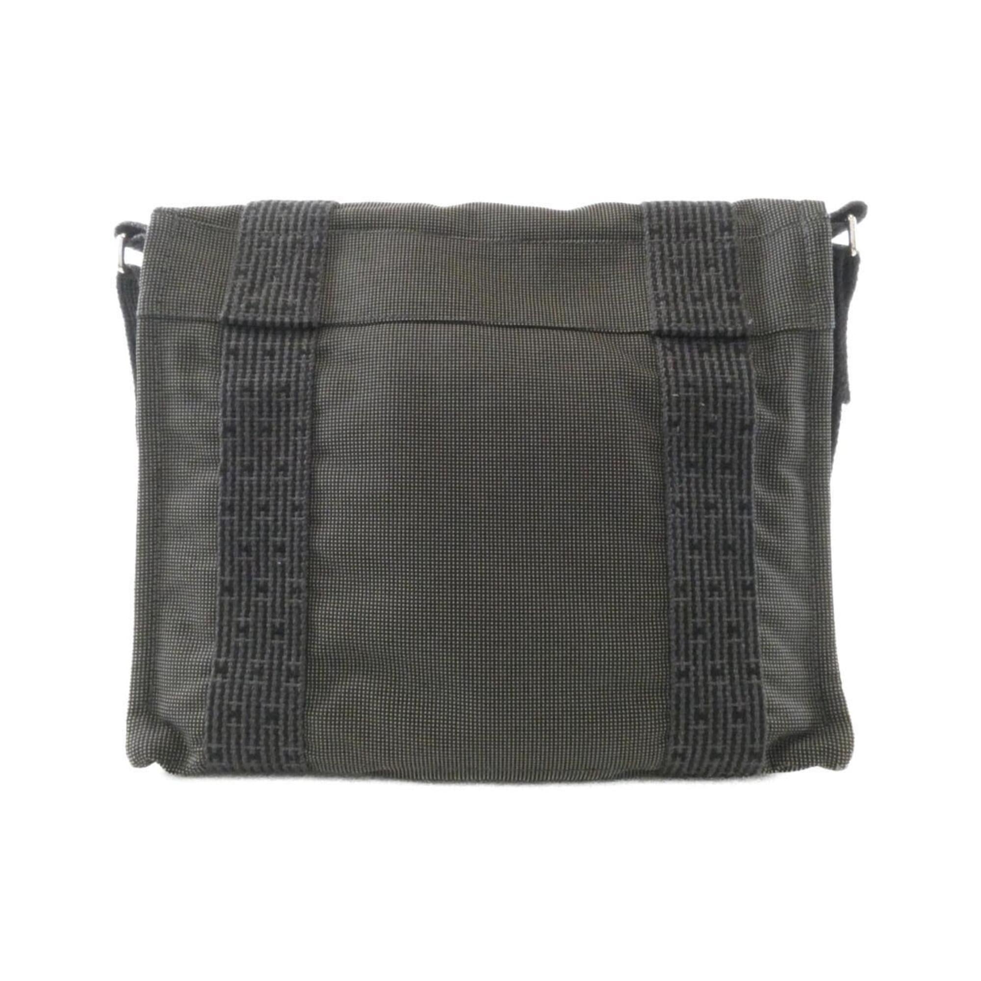 Hermes Her Line Black Canvas Shoulder Bag (Pre-Owned)