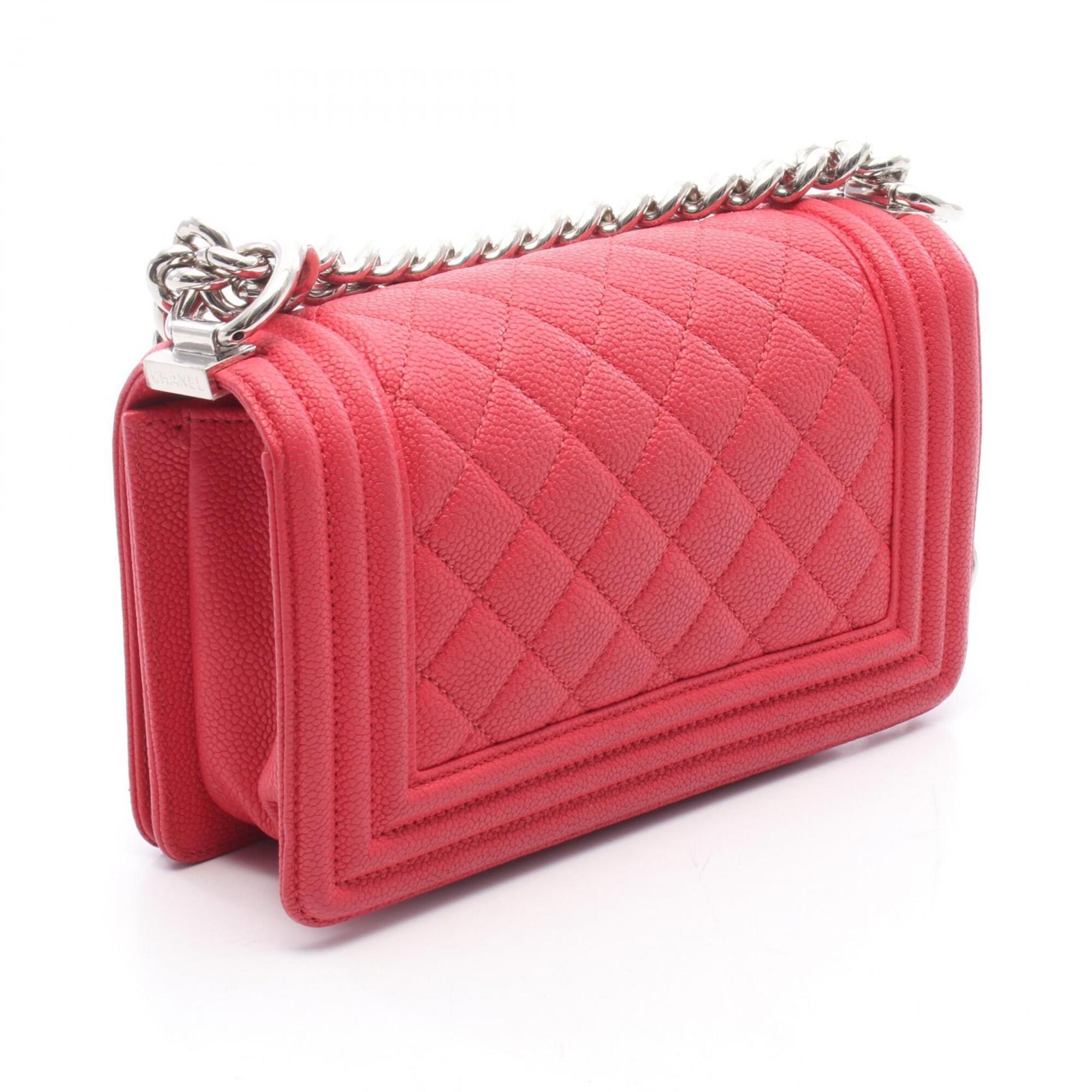Chanel Red Color Grained Calfskin Handbag Shoulder Bag (Pre-Owned)