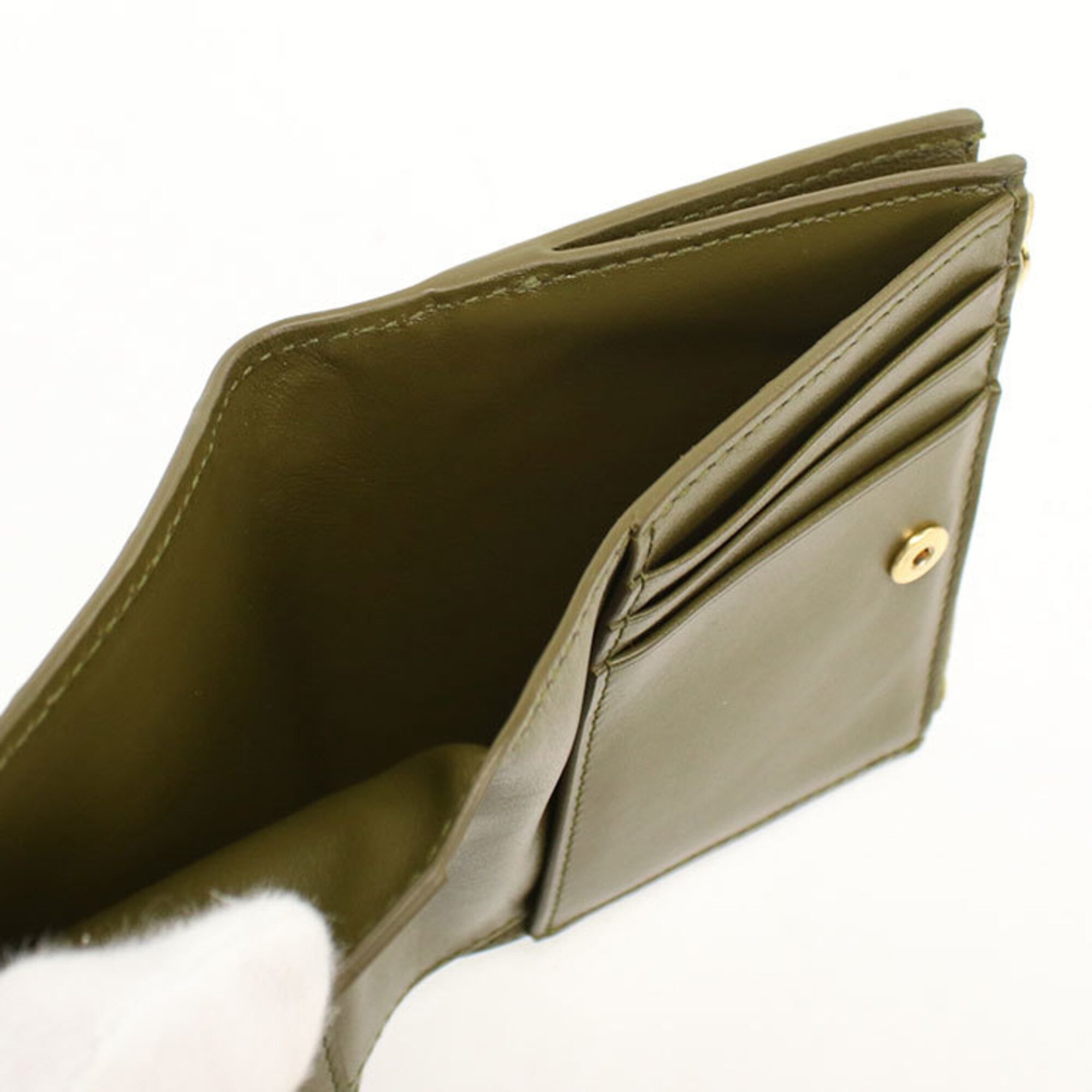 Bottega Veneta Khaki Leather Wallet (Bi-Fold) (Pre-Owned)
