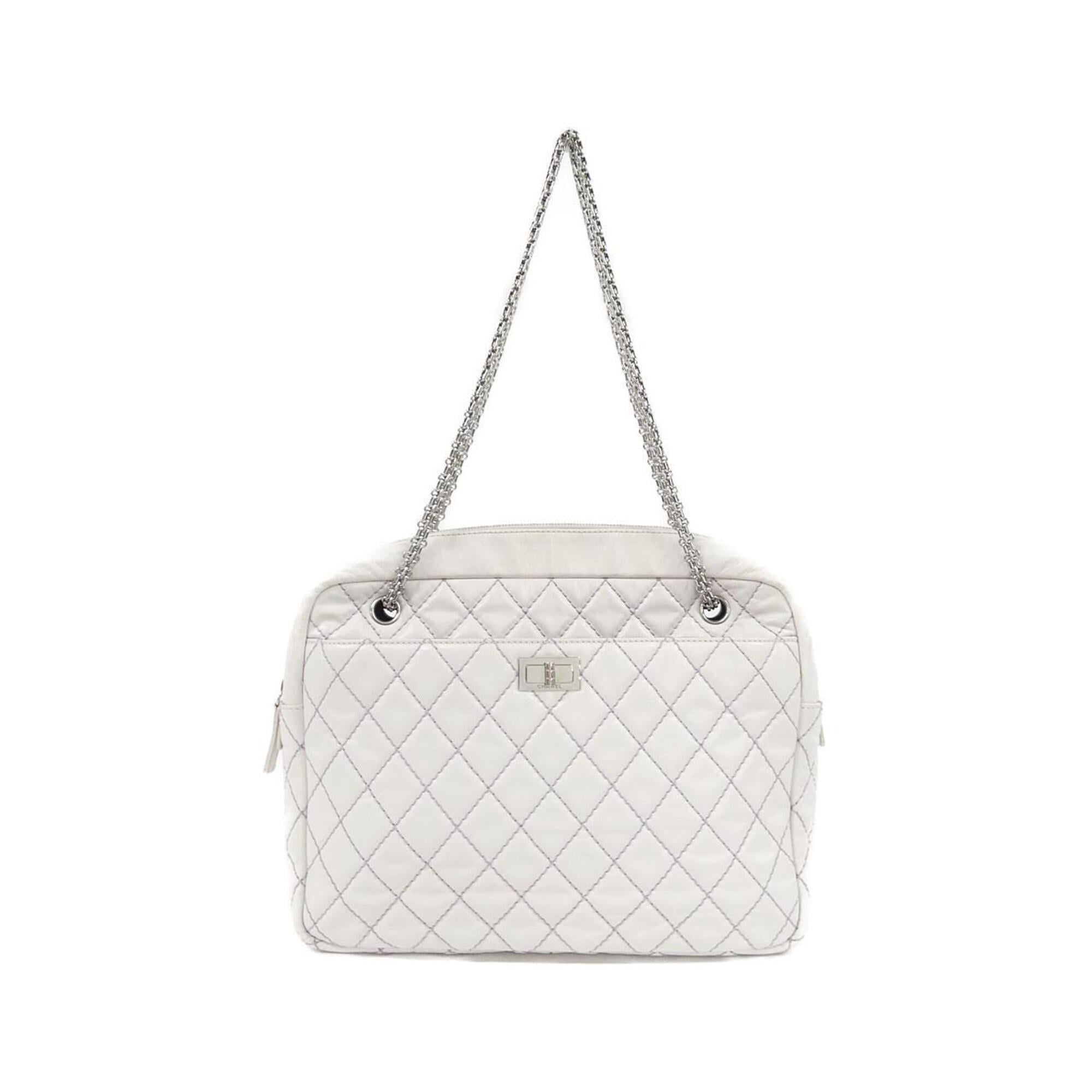 Chanel Purple White Leather Shoulder Bag (Pre-Owned)