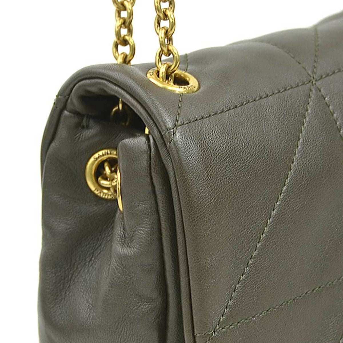 Saint Laurent Khaki Brown Leather Shoulder Bag (Pre-Owned)