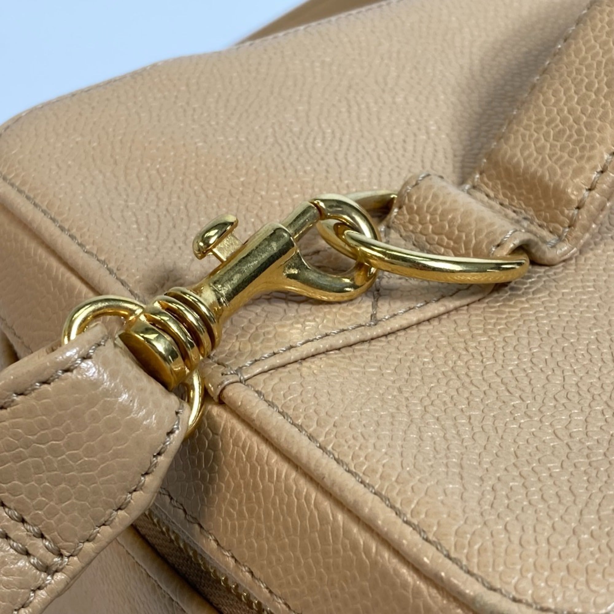 Chanel Beige Grained Calfskin Handbag Shoulder Bag Vanity Bag (Pre-Owned)