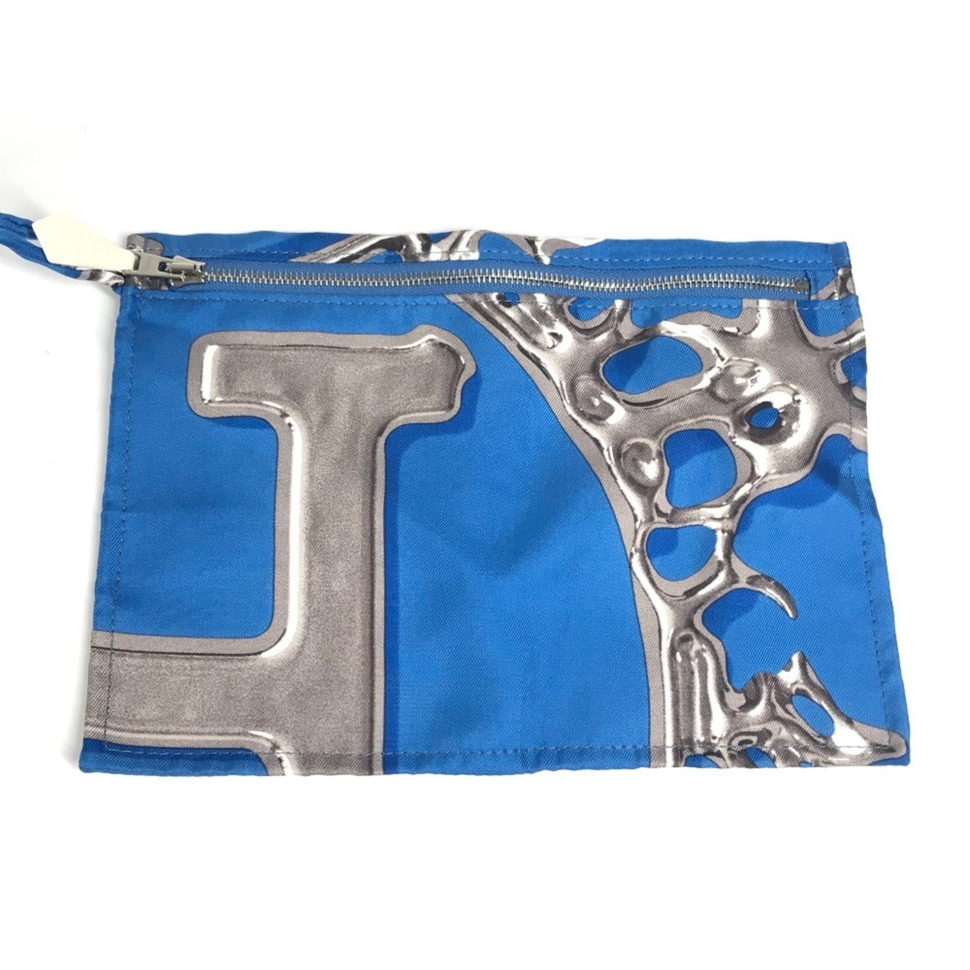 Hermes Blue White Silk Leather Shoulder Bag (Pre-Owned)