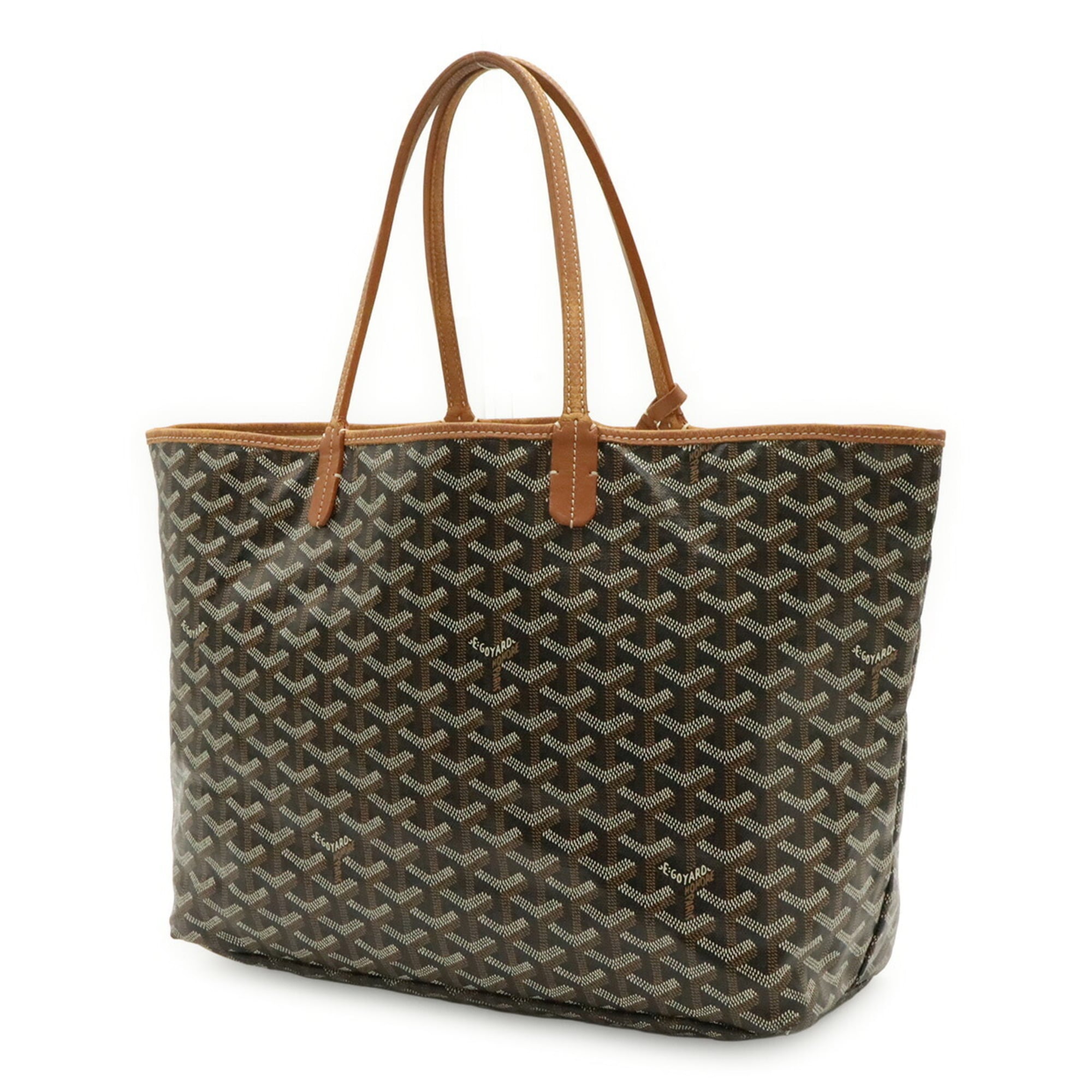 Goyard Black Brown White Coated Canvas Leather Shoulder Bag Tote Bag (Pre-Owned)