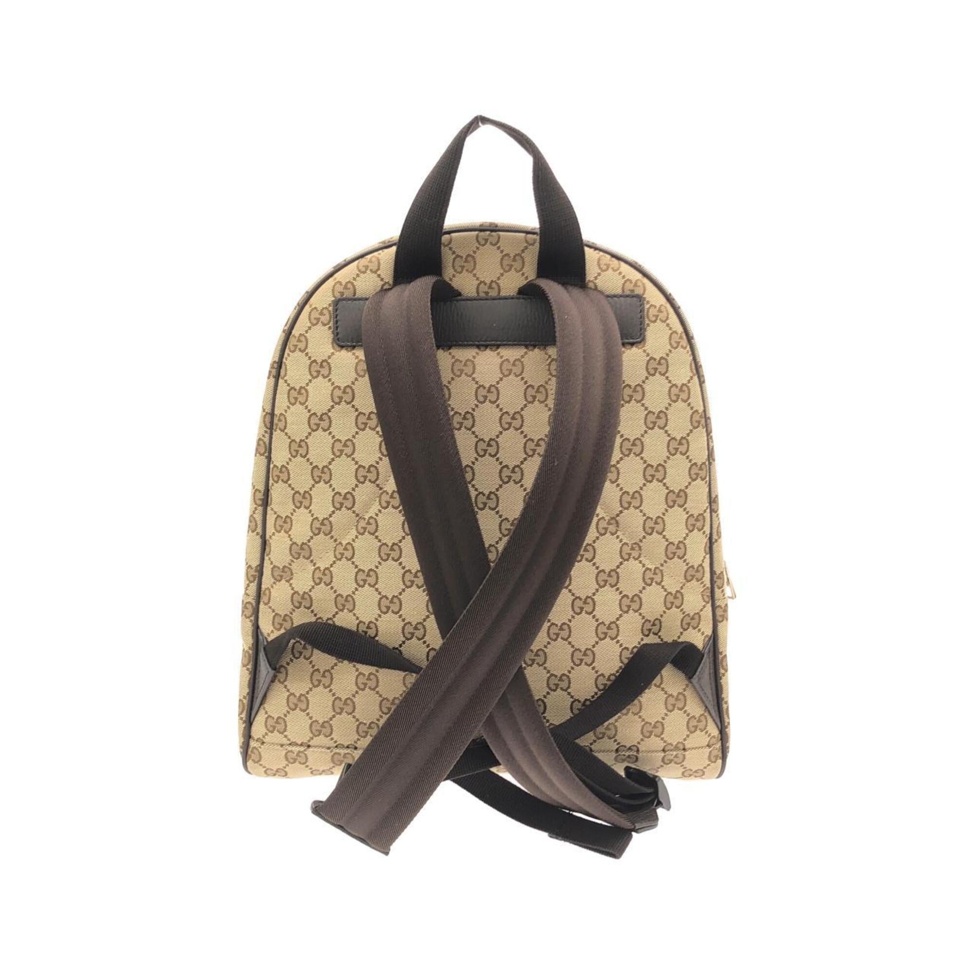 Gucci Beige Brown Gg Canvas Backpack (Pre-Owned)