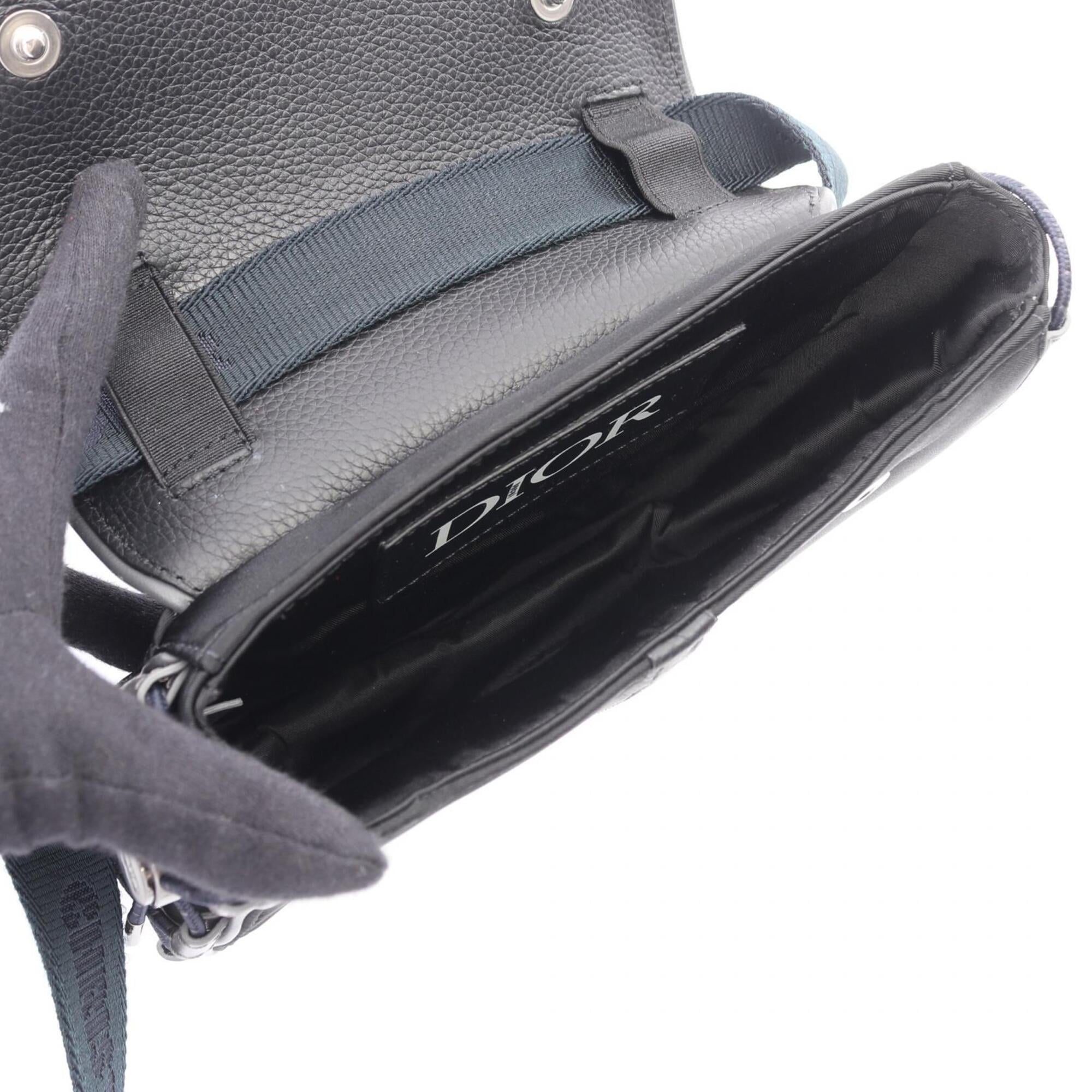 Christian Dior Black Nylon Leather Handbag Saddle Bag Shoulder Bag (Pre-Owned)