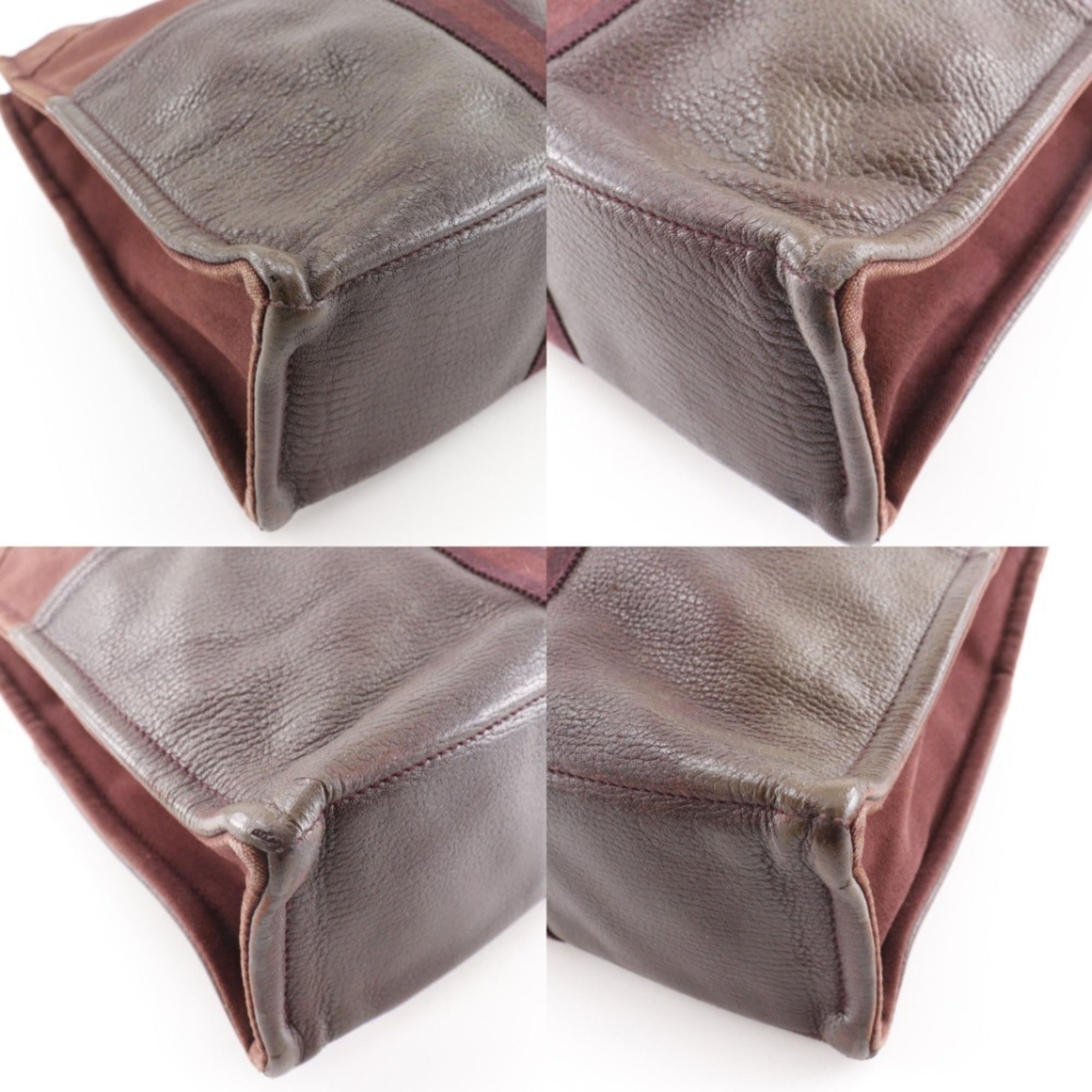 Hermes Brown Cotton Canvas Leather Handbag (Pre-Owned)