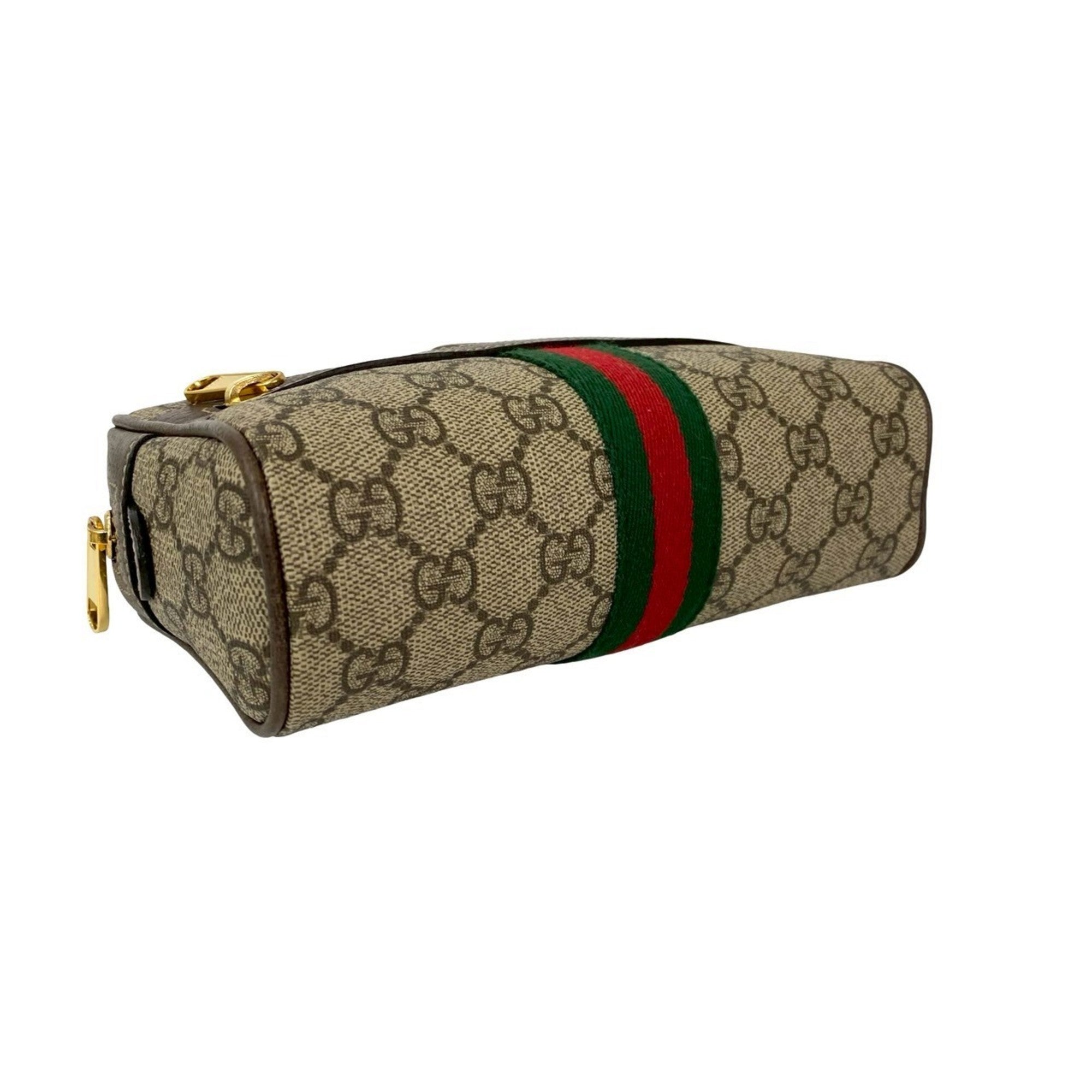 Gucci Brown Green Red Color Leather Pvc Shoulder Bag Sling Bag (Pre-Owned)