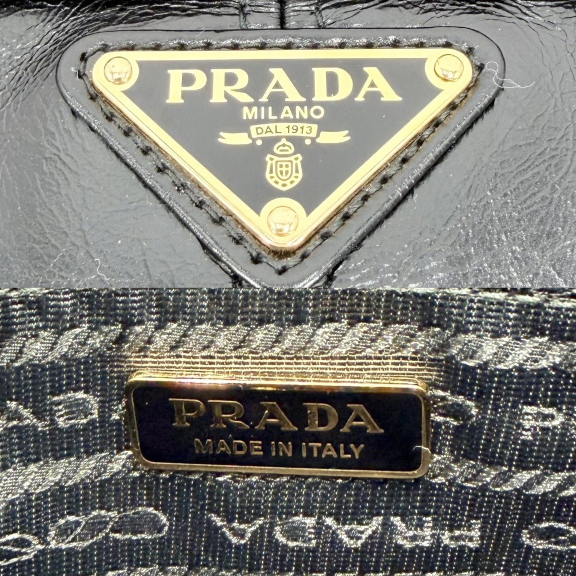 Prada Black Leather Handbag Shoulder Bag Tote Bag (Pre-Owned)