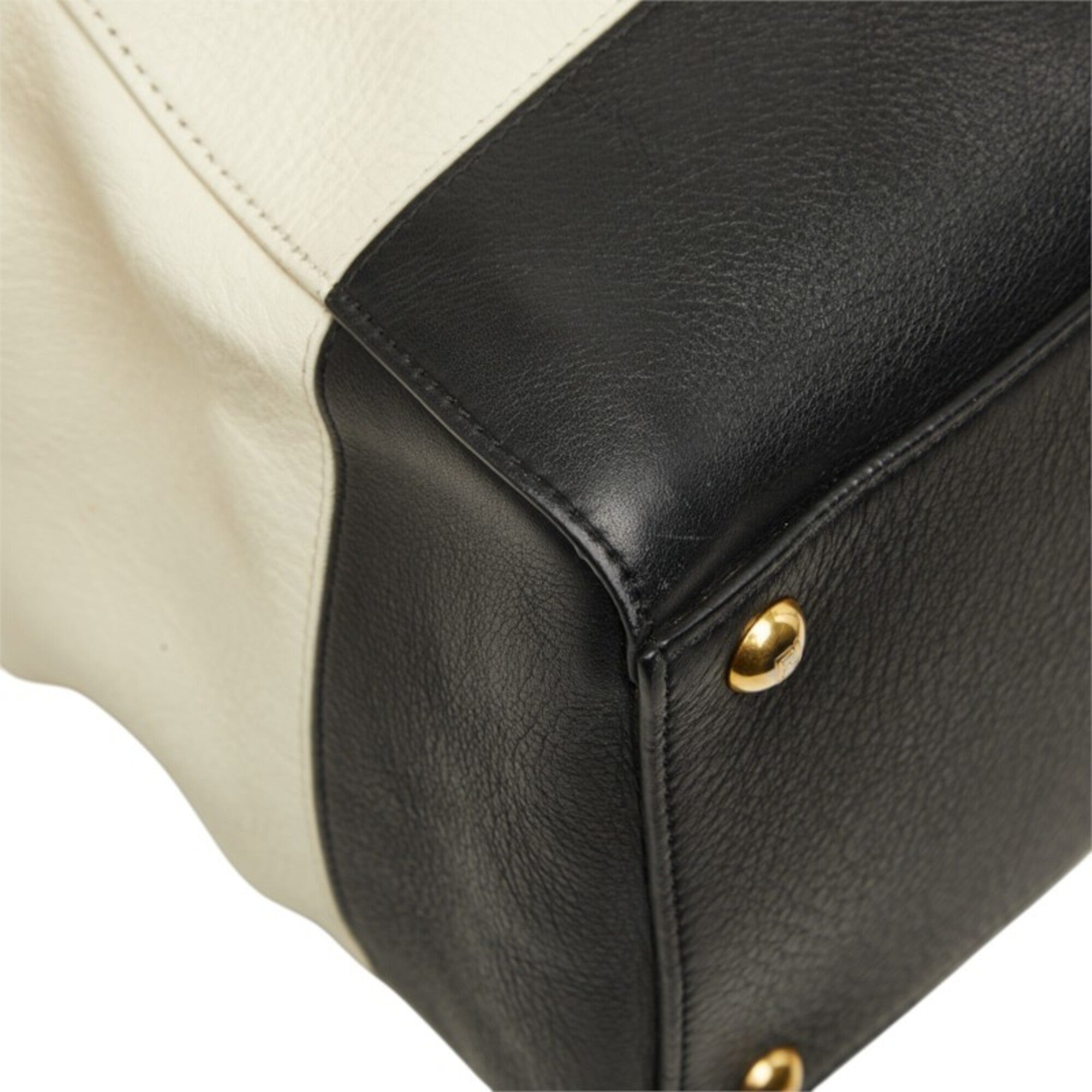 Fendi Black Gray White Yellow Leather Handbag Shoulder Bag (Pre-Owned)