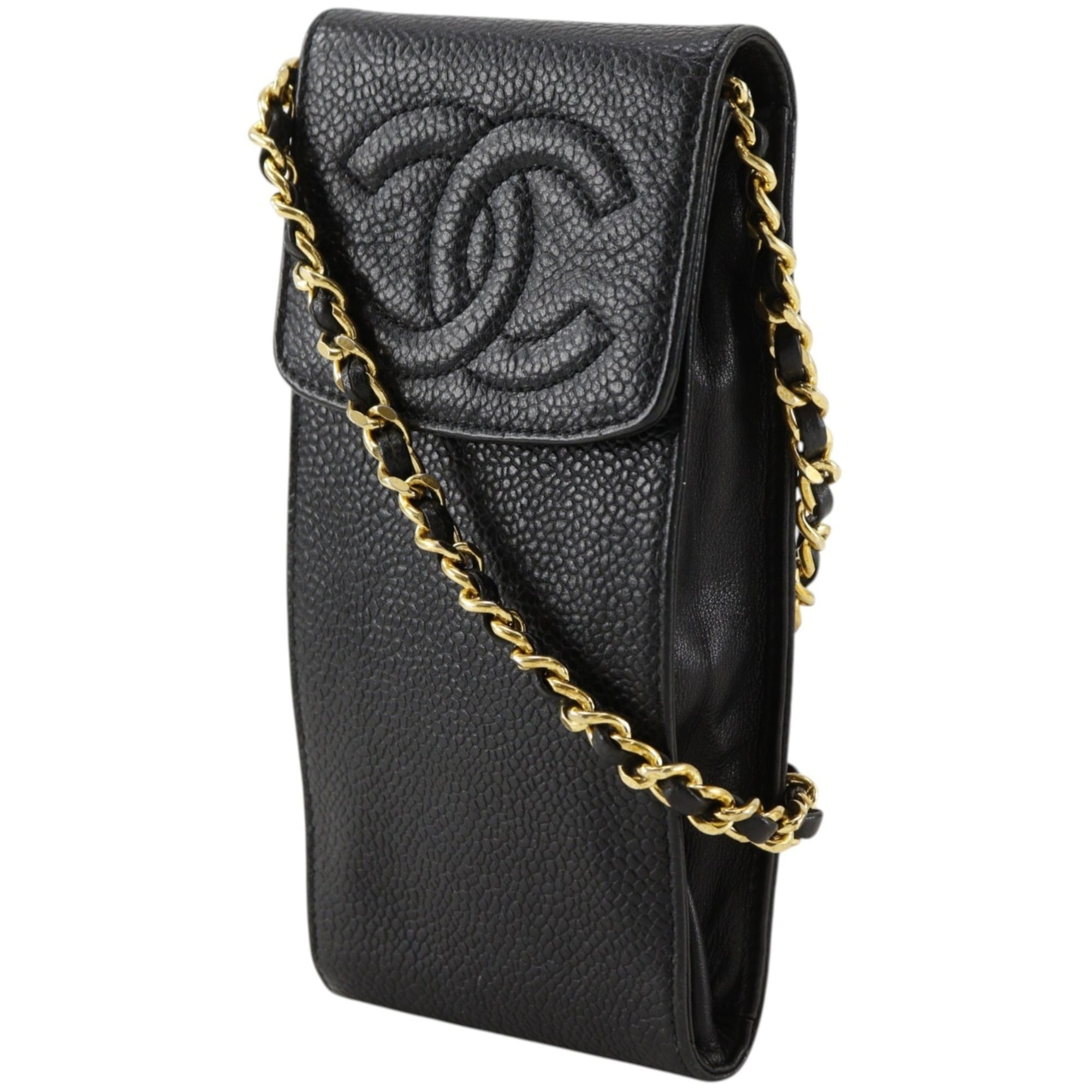 Chanel Black Grained Calfskin Pochette Shoulder Bag (Pre-Owned)